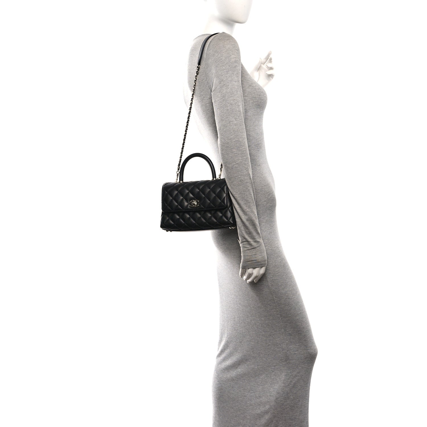 Caviar Quilted Mini Coco Handle Flap Black — view 2