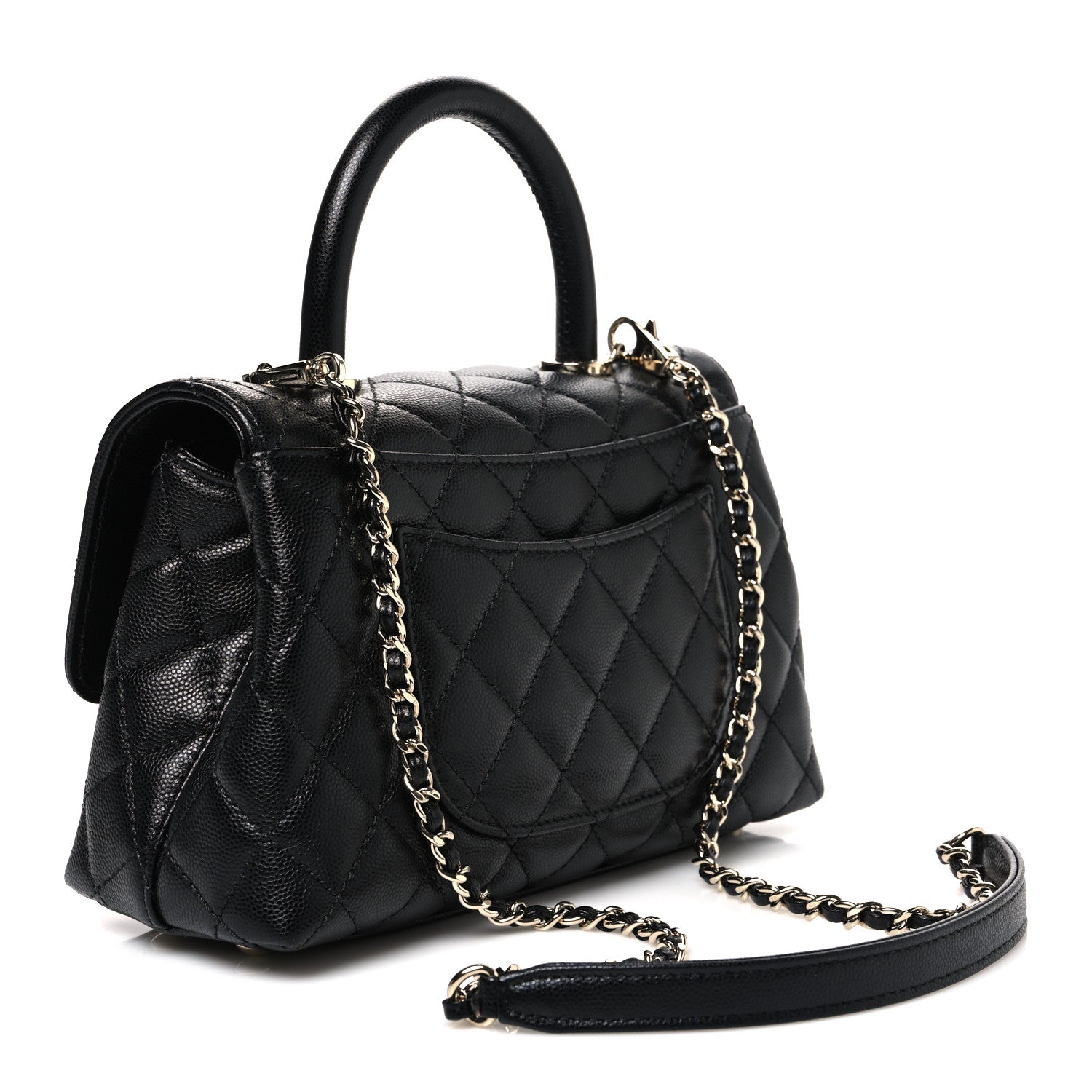 Caviar Quilted Mini Coco Handle Flap Black — view 3