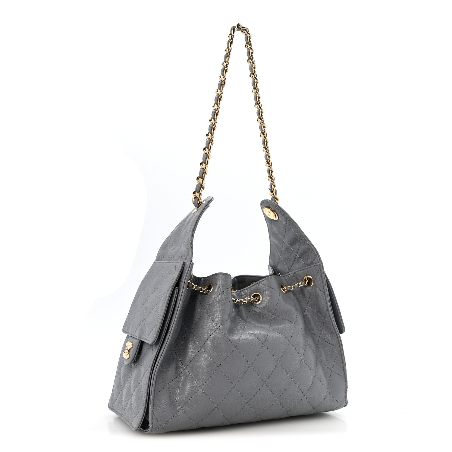 Caviar Quilted Small Chanel 25 Handbag Dark Grey — view 3