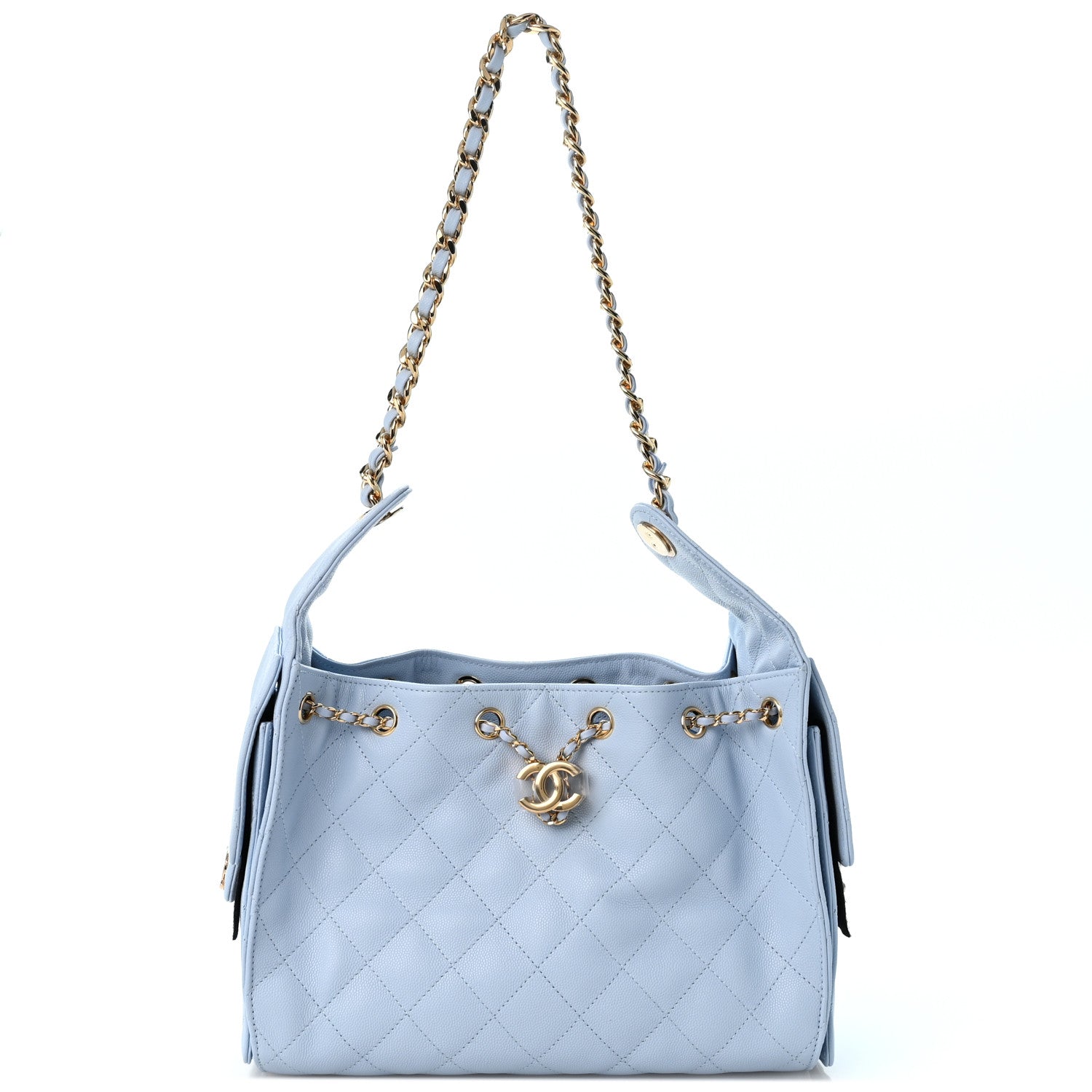 Caviar Quilted Small Chanel 25 Handbag Light Blue