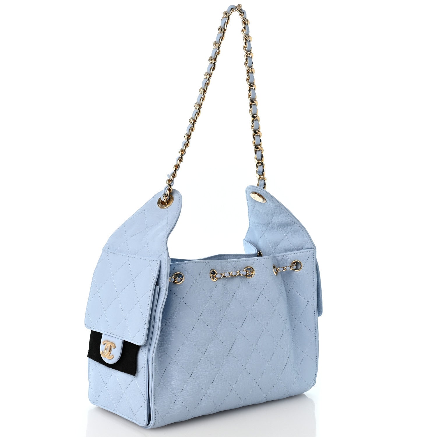 Caviar Quilted Small Chanel 25 Handbag Light Blue — view 3