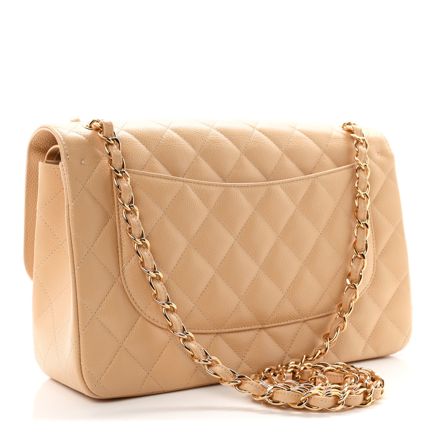 Caviar Quilted Jumbo Double Flap Beige Clair — view 3