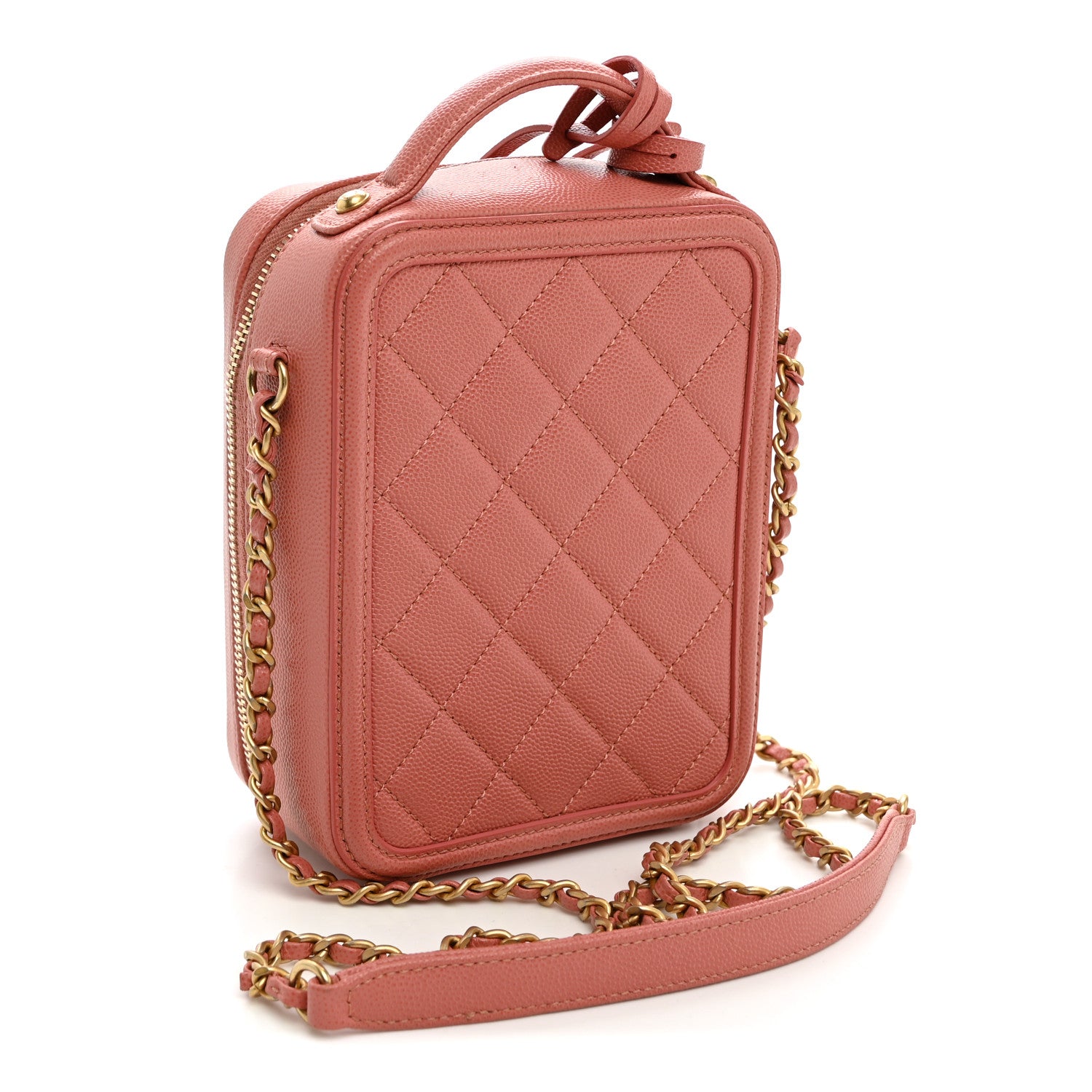 Caviar Quilted CC North South Filigree Vanity Case Pink — view 3