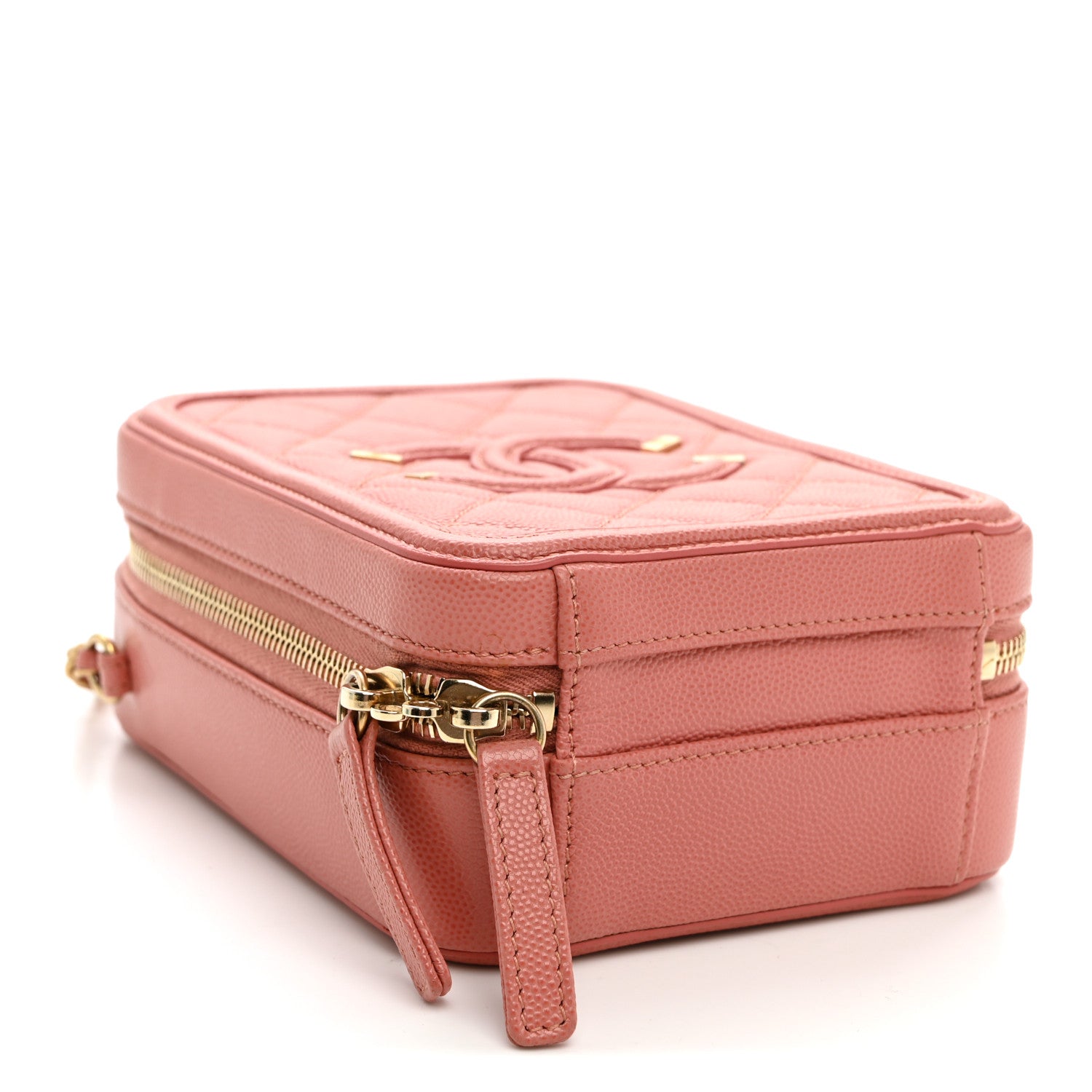 Caviar Quilted CC North South Filigree Vanity Case Pink — view 4