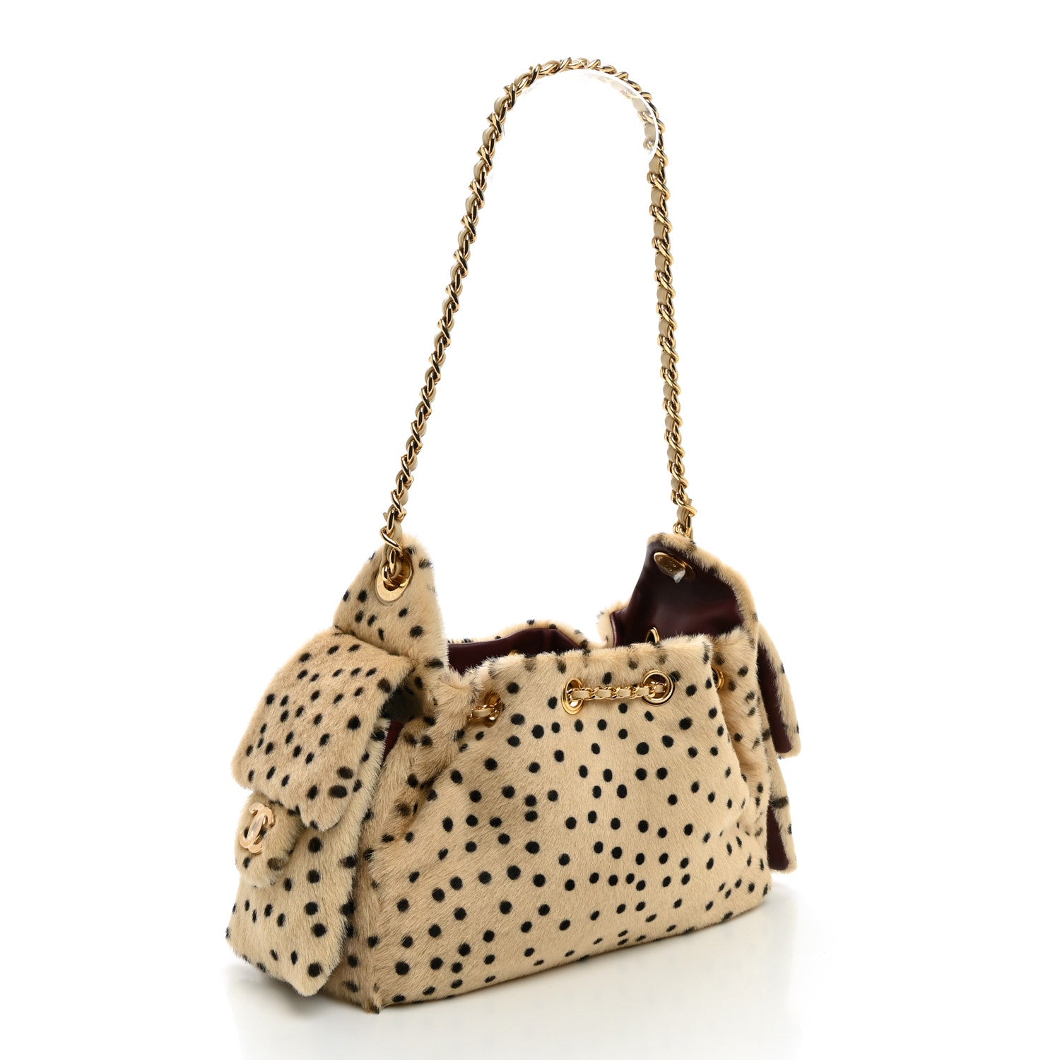 Pony Hair Mini Chanel 25 Handbag Beige Black — view 2