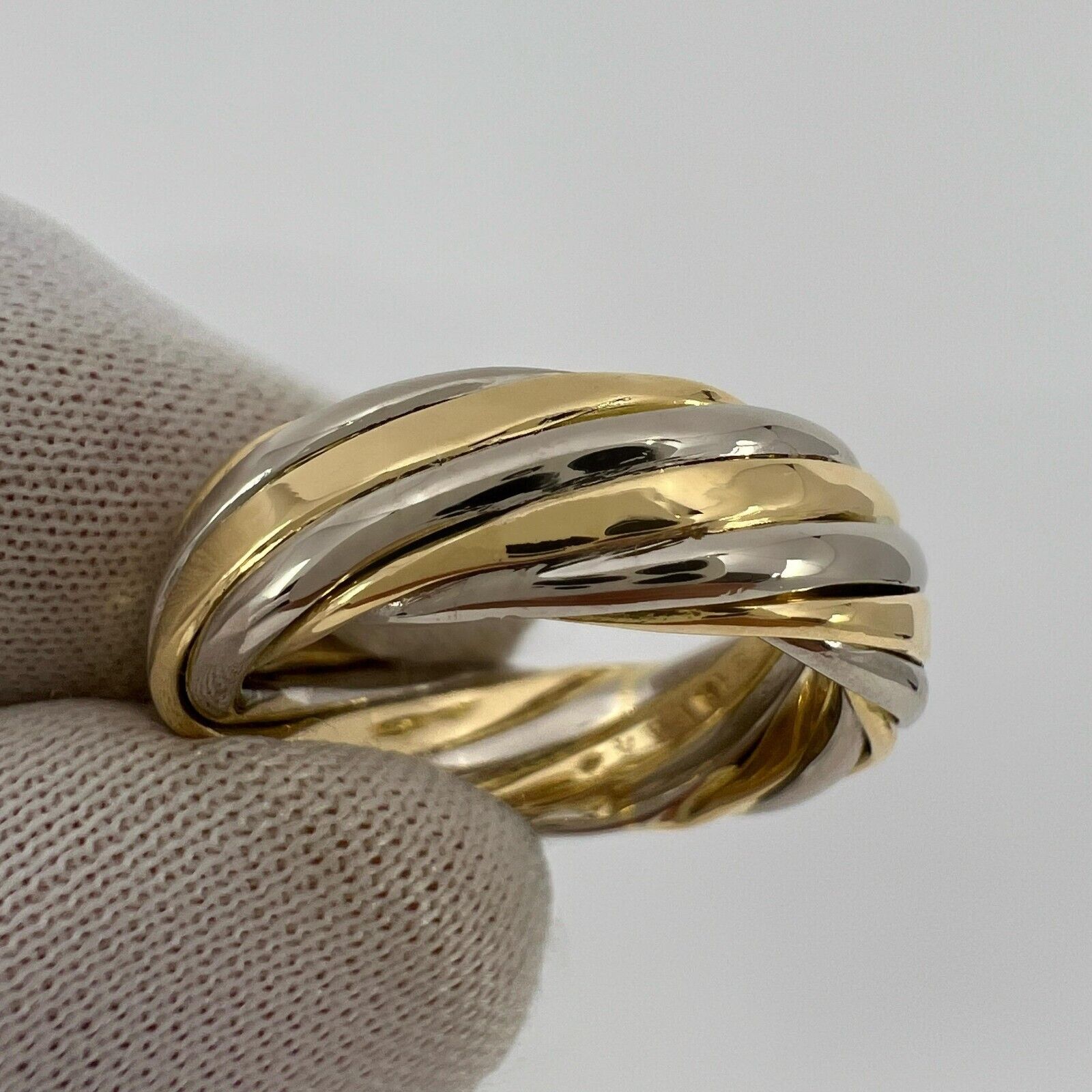 Vintage Van Cleef & Arpels 18k White And Yellow Gold Twist Swirl Band Ring 6mm — view 3