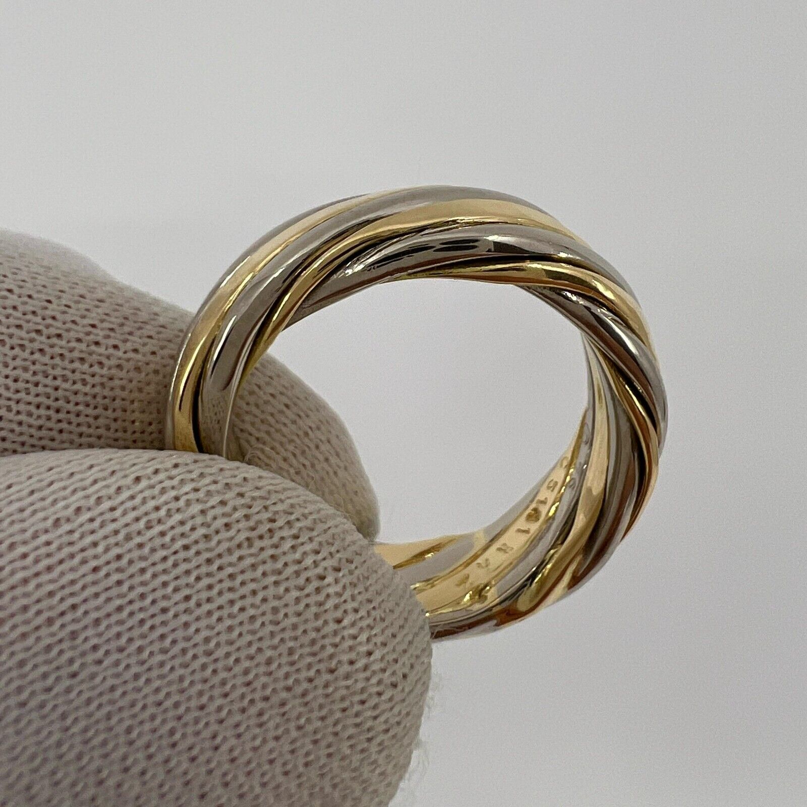 Vintage Van Cleef & Arpels 18k White And Yellow Gold Twist Swirl Band Ring 6mm — view 4