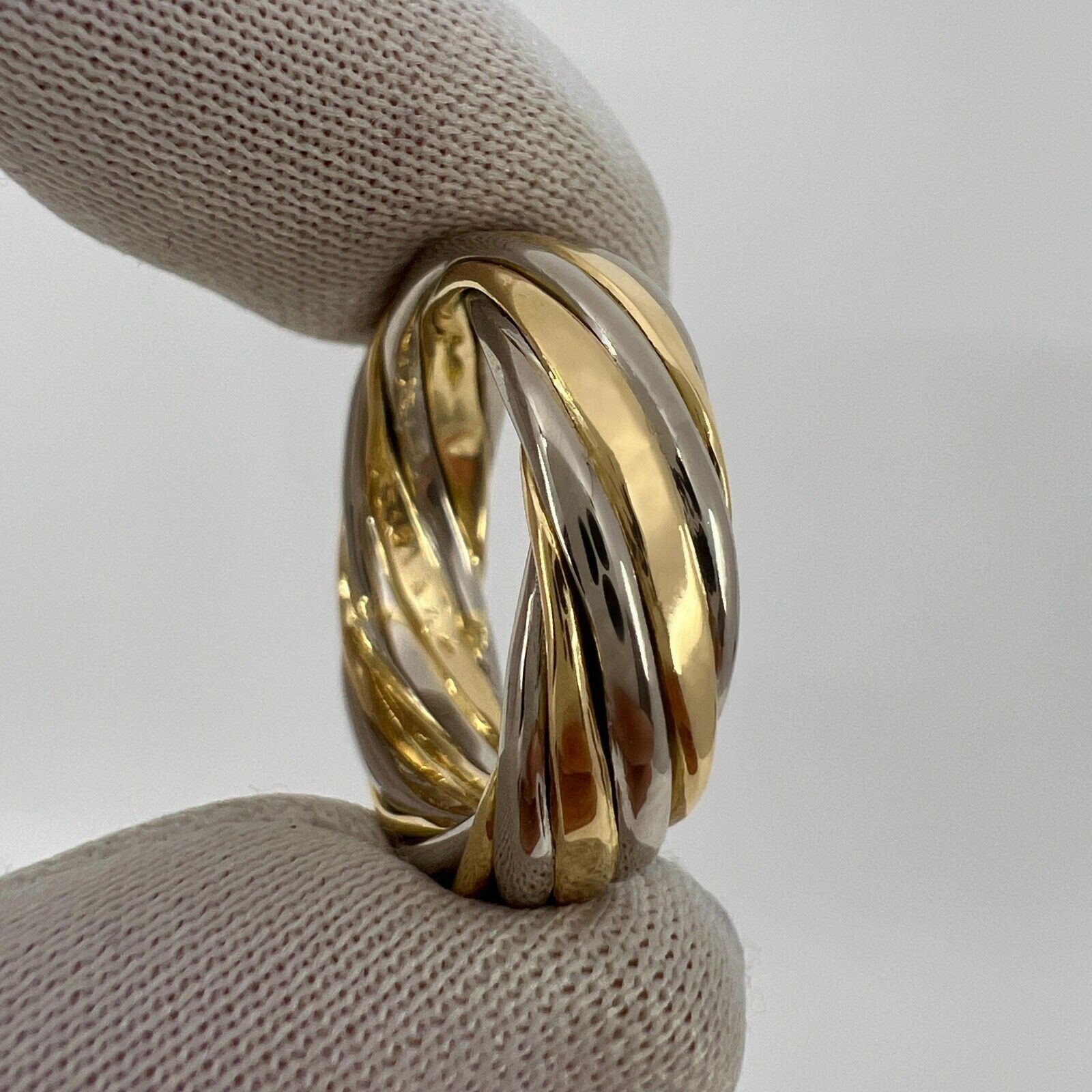 Vintage Van Cleef & Arpels 18k White And Yellow Gold Twist Swirl Band Ring 6mm — view 5