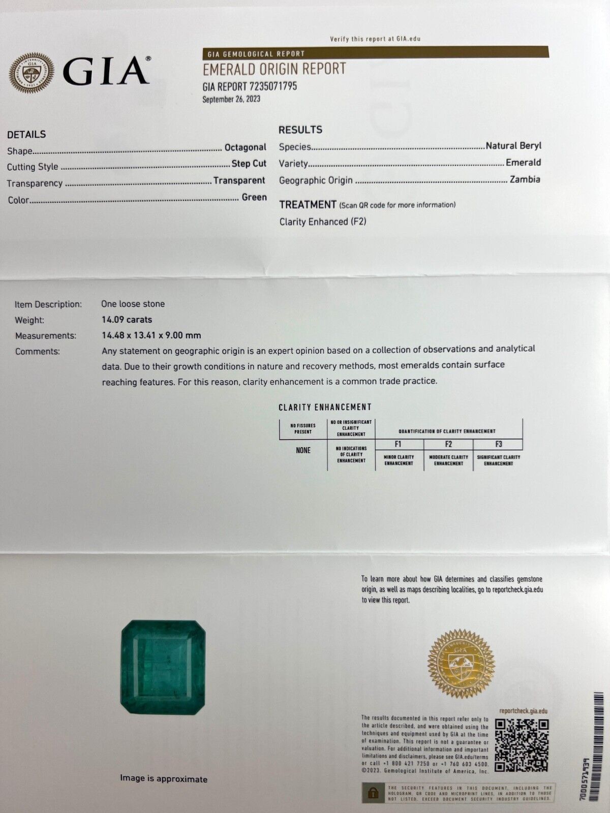 15.10ct GIA Certified Zambia Emerald & Diamond 18k White Gold Pendant Necklace — view 2