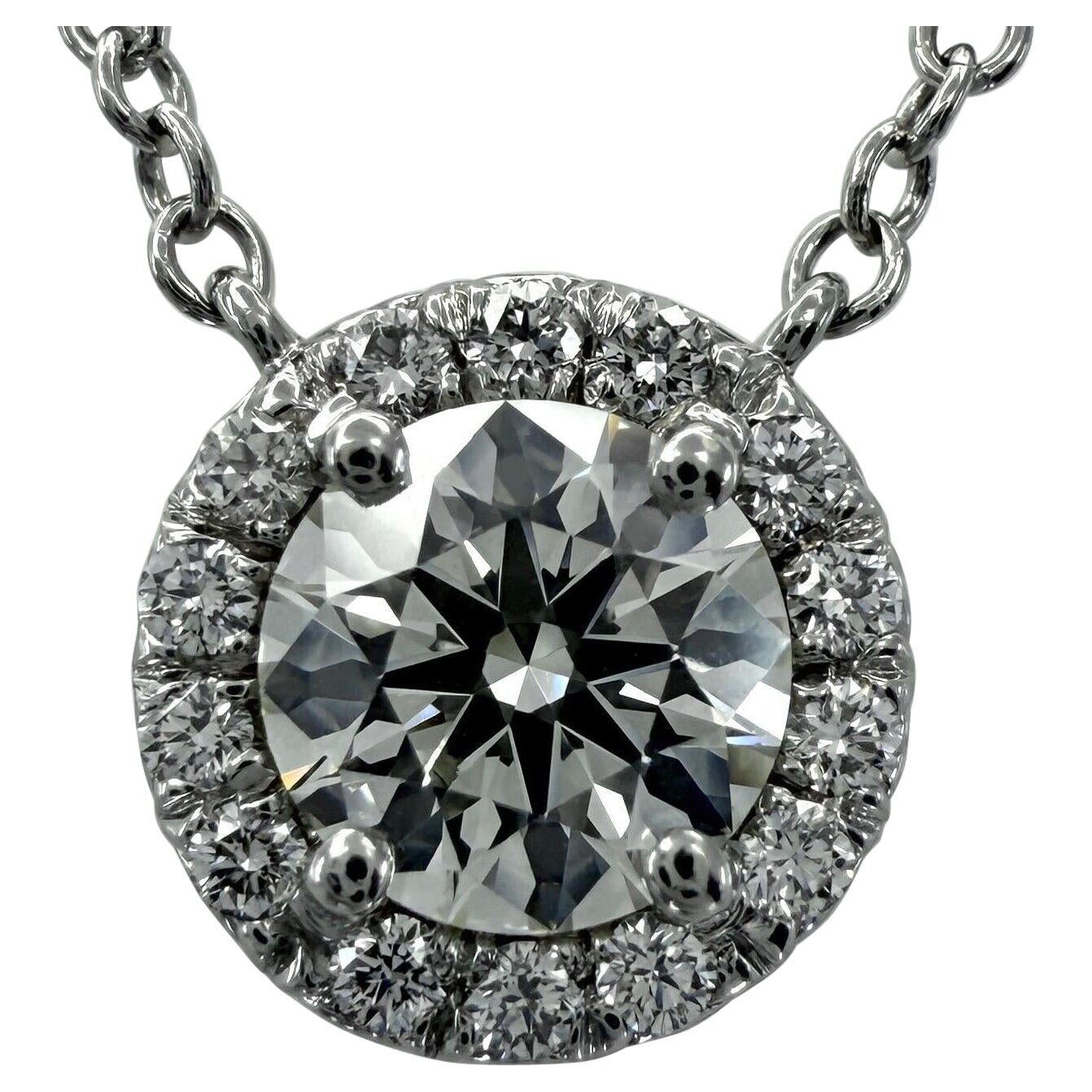 Tiffany & Co. Soleste Natural Round Diamond Halo VVS Platinum Pendant Necklace — view 1