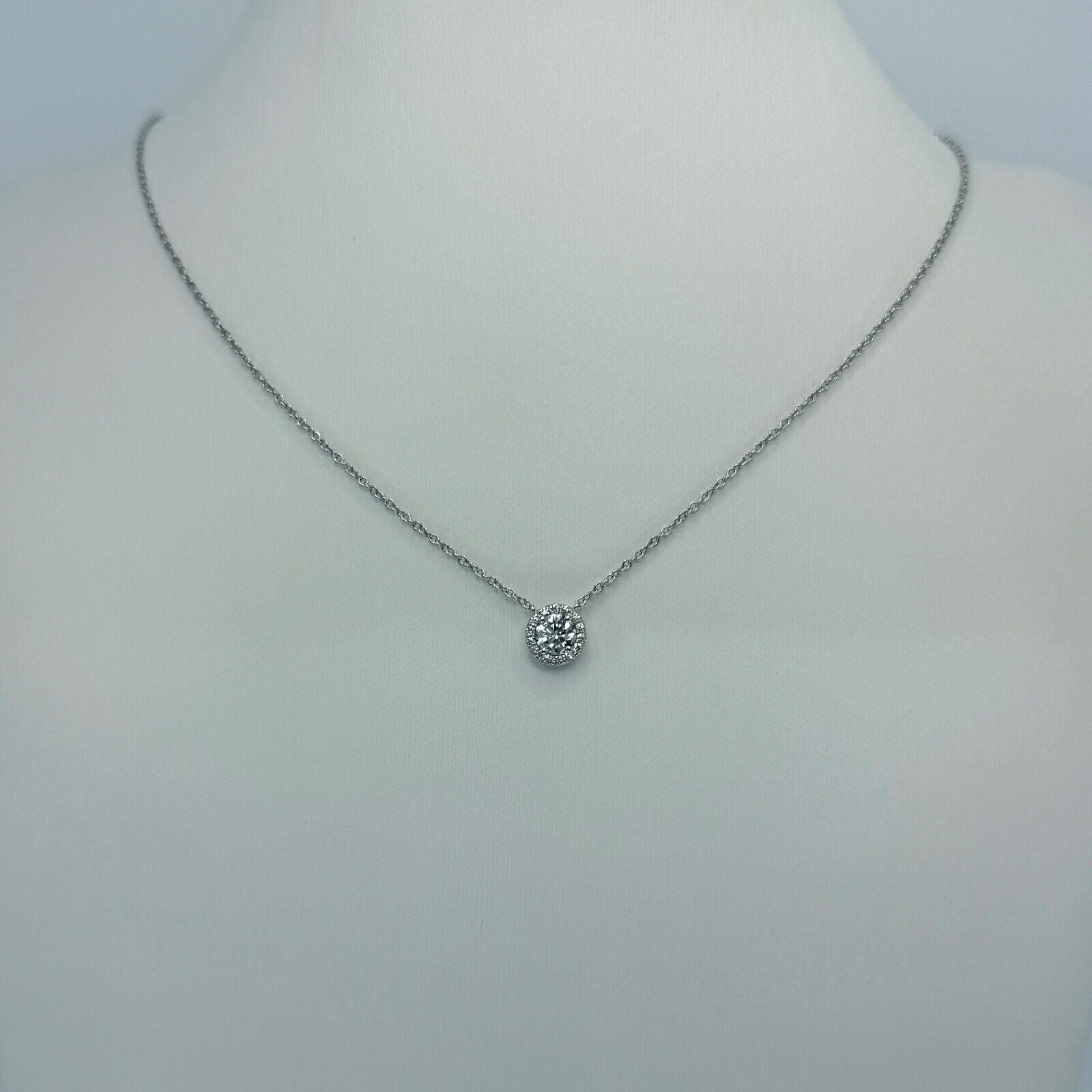 Tiffany & Co. Soleste Natural Round Diamond Halo VVS Platinum Pendant Necklace — view 4