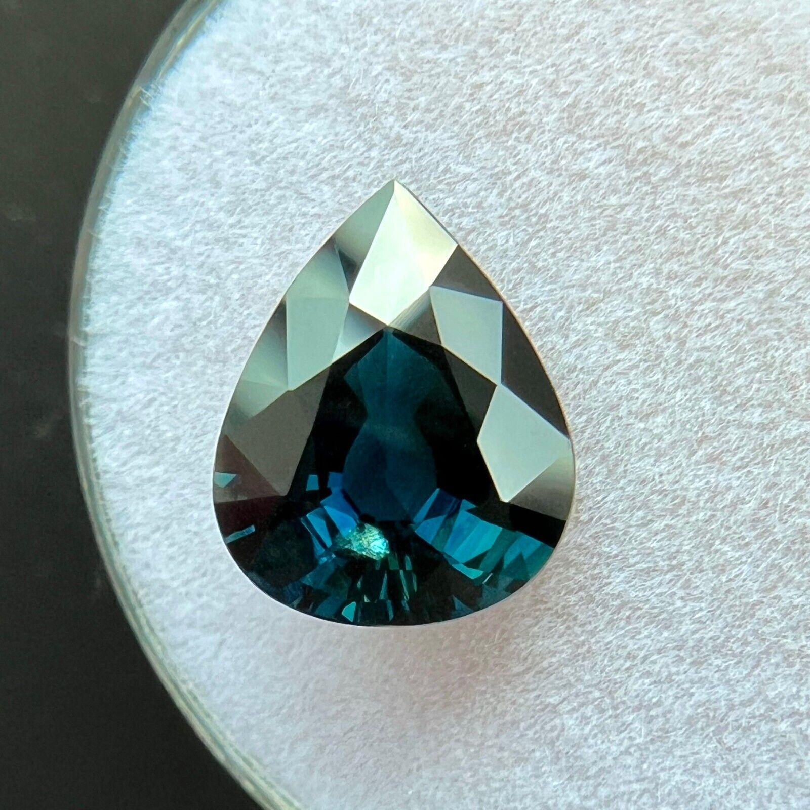3.09ct THAI Sapphire Natural Pear Cut GRA CERTIFIED Deep Blue Teal 10.9x8.8mm — view 4