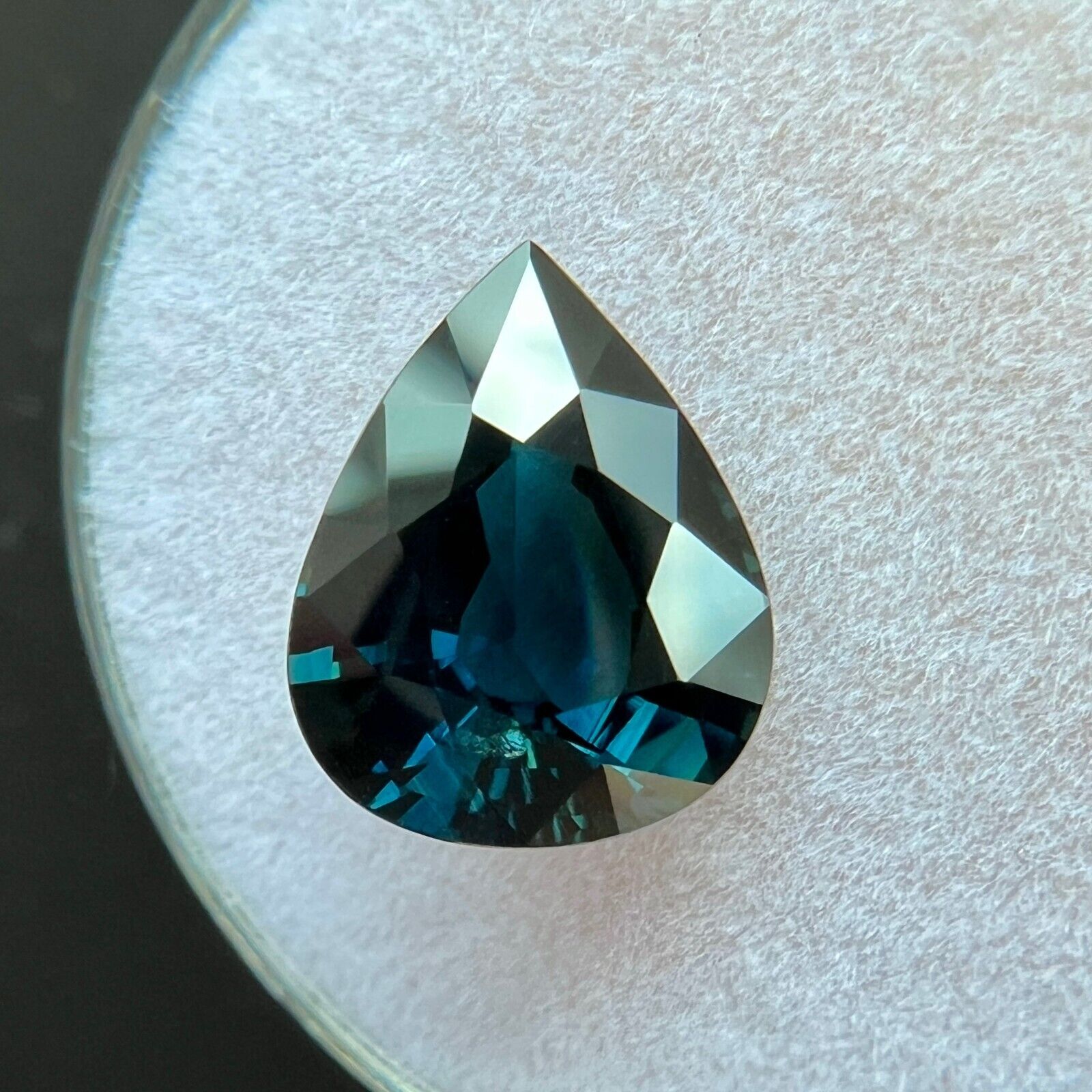 3.09ct THAI Sapphire Natural Pear Cut GRA CERTIFIED Deep Blue Teal 10.9x8.8mm — view 5