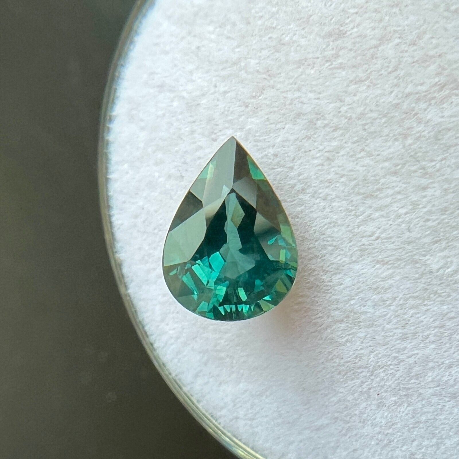NATURAL 1.73ct Vivid Blue Green TEAL Sapphire Pear Teardrop Cut 8.6x6.3mm — view 3