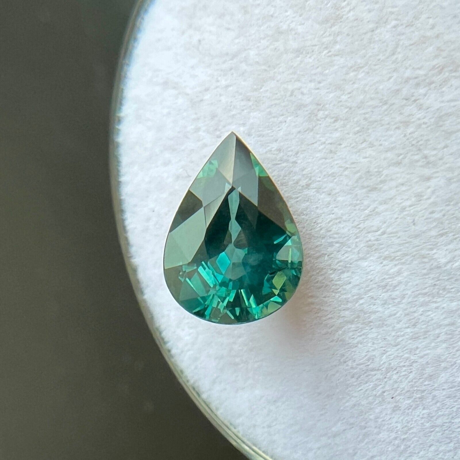 NATURAL 1.73ct Vivid Blue Green TEAL Sapphire Pear Teardrop Cut 8.6x6.3mm — view 4