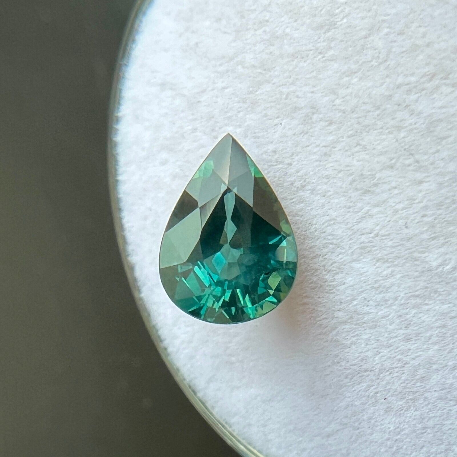 NATURAL 1.73ct Vivid Blue Green TEAL Sapphire Pear Teardrop Cut 8.6x6.3mm — view 5