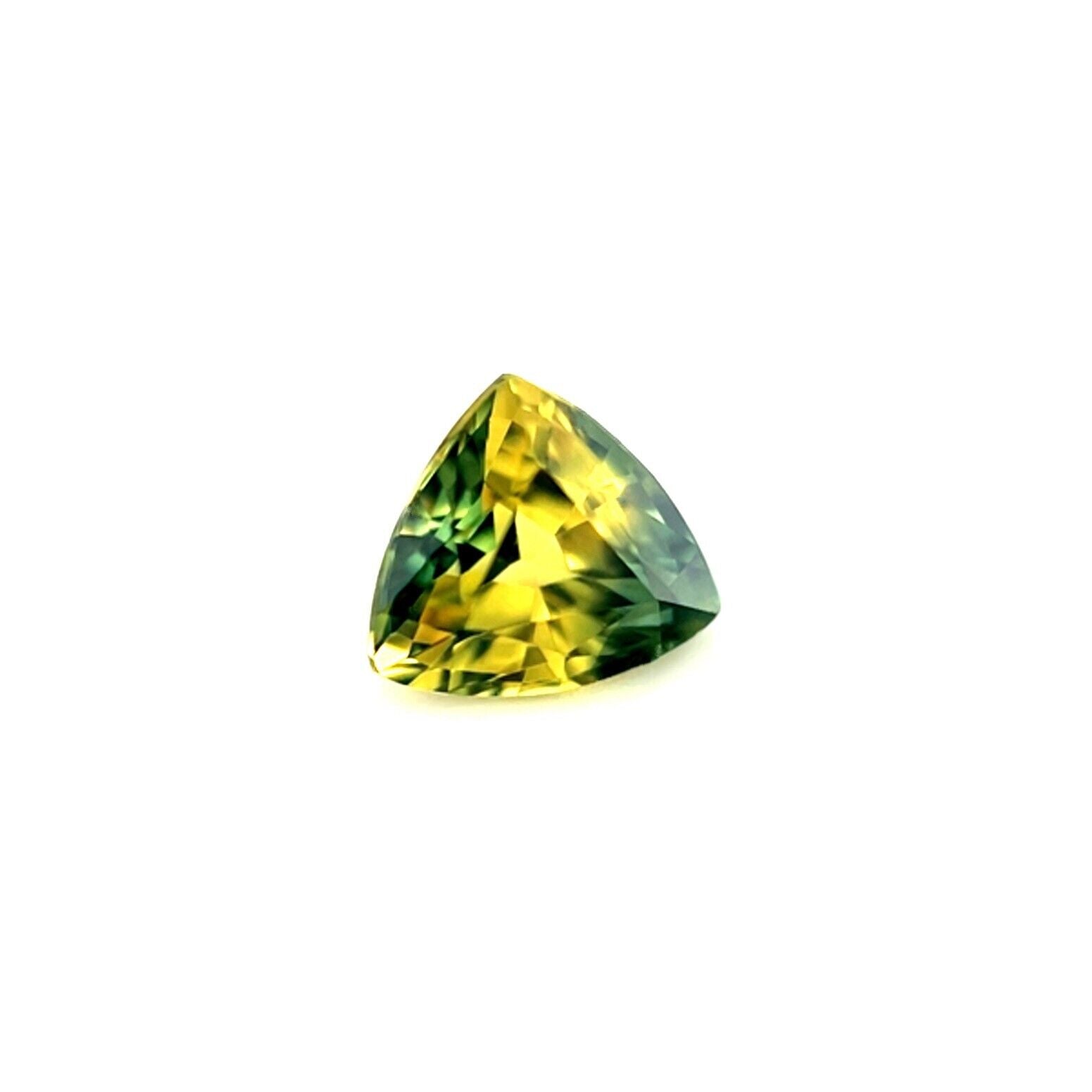 GIA CERTIFIED No Heat 0.81ct Bi Colour Sapphire Blue Yellow Triangle 5.3x5.9mm — view 2