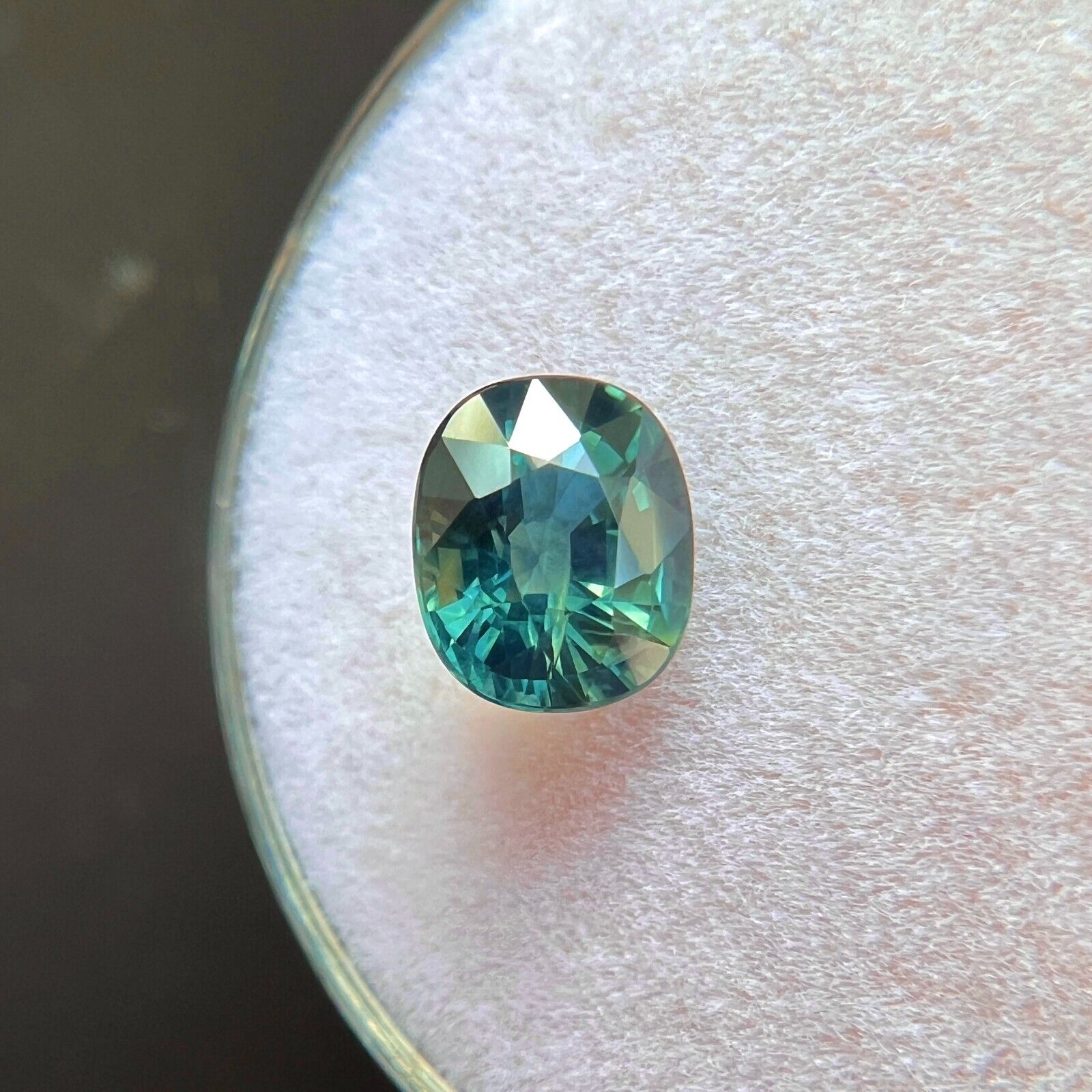 NATURAL 1.37ct GIA Certified Green Blue UNTREATED Sapphire Cushion Cut 6.7x5.5mm — view 5