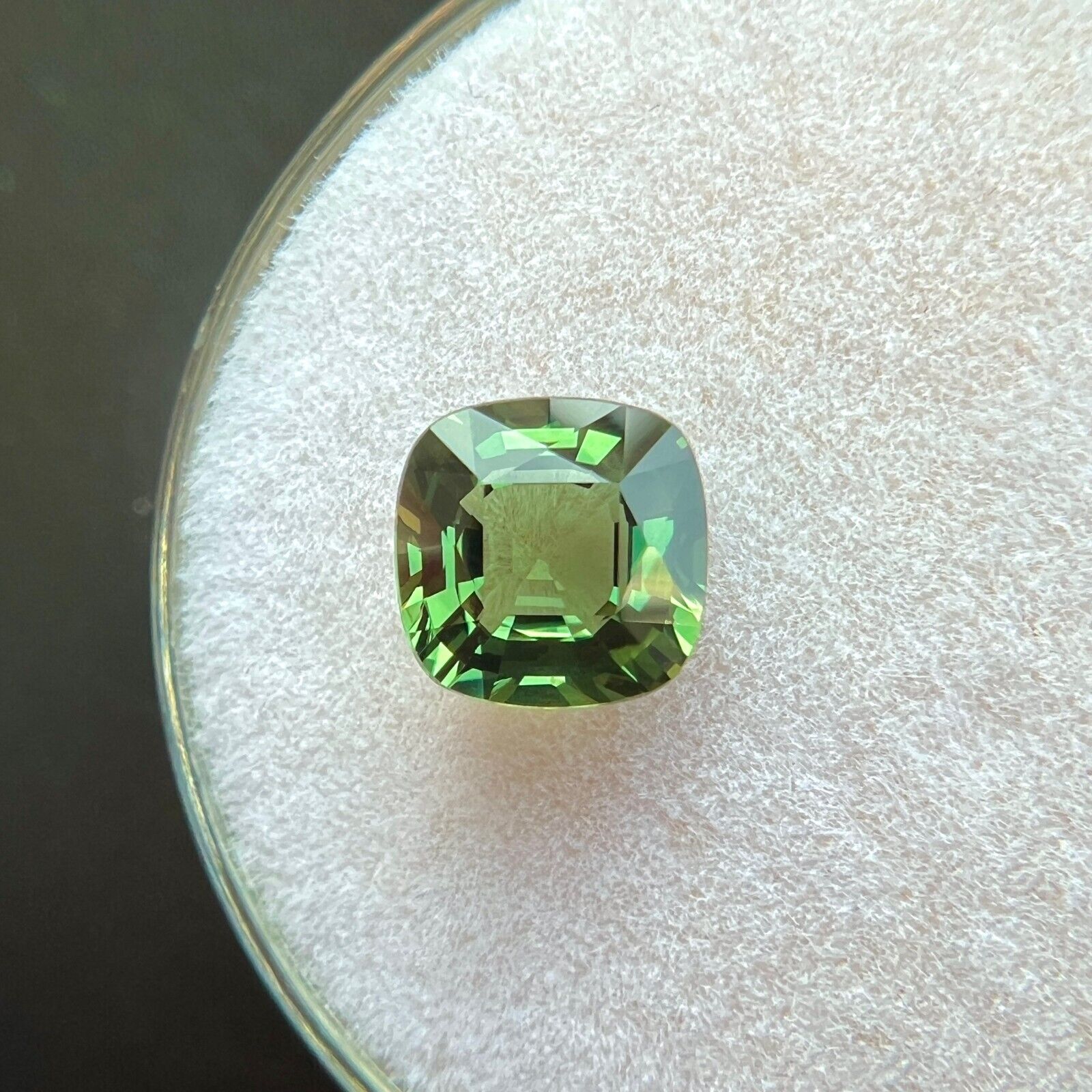NATURAL 1.24ct GIA Certified Green UNTREATED Sapphire Cushion Cut Gem 6.1x6.1mm — view 4