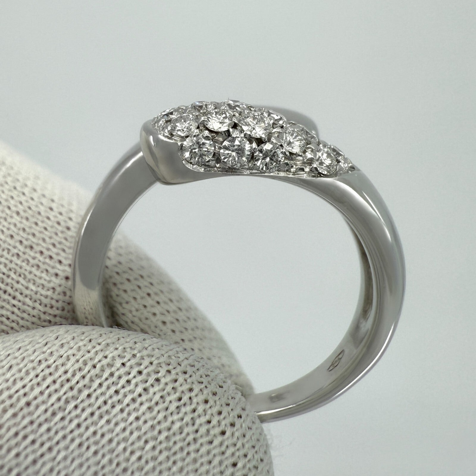 Rare Vintage Bvlgari Astrea Pavé Diamond 18k White Gold Bypass Ring — view 5