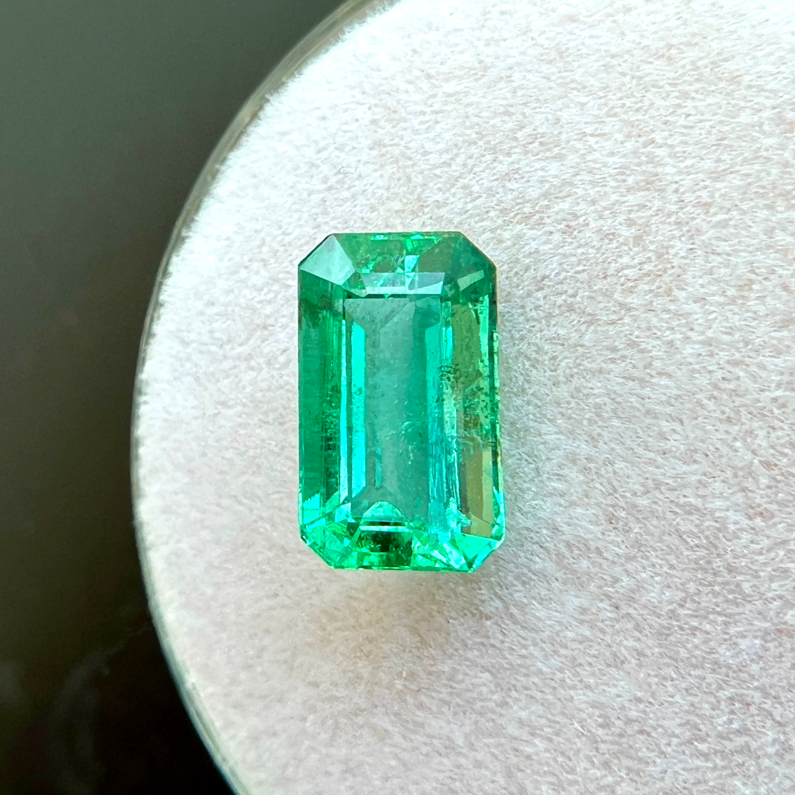 NATURAL 1.68ct Emerald Vivid Green Octagon Cut 9.1x5.4mm Loose RARE Gemstone — view 3