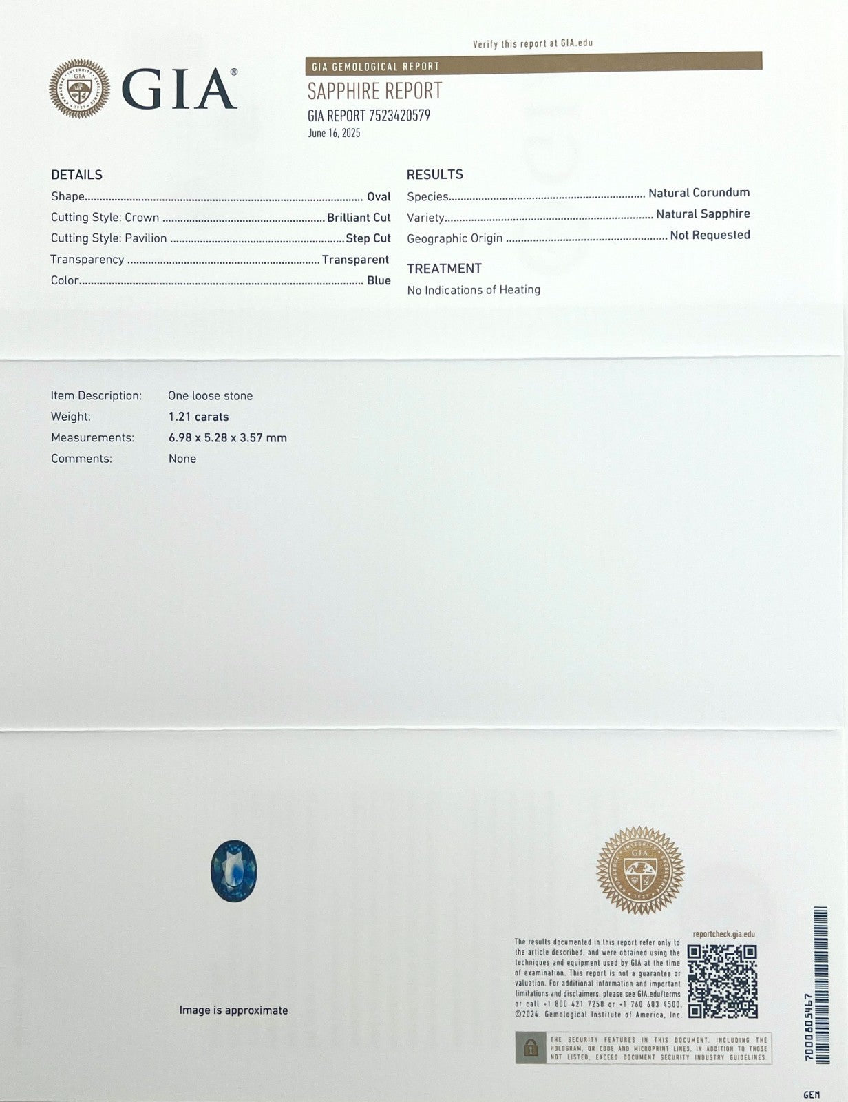 1.21ct GIA CERTIFIED Bi Colour NATURAL Sapphire UNTREATED Oval Cut Gem VS Gem — view 2