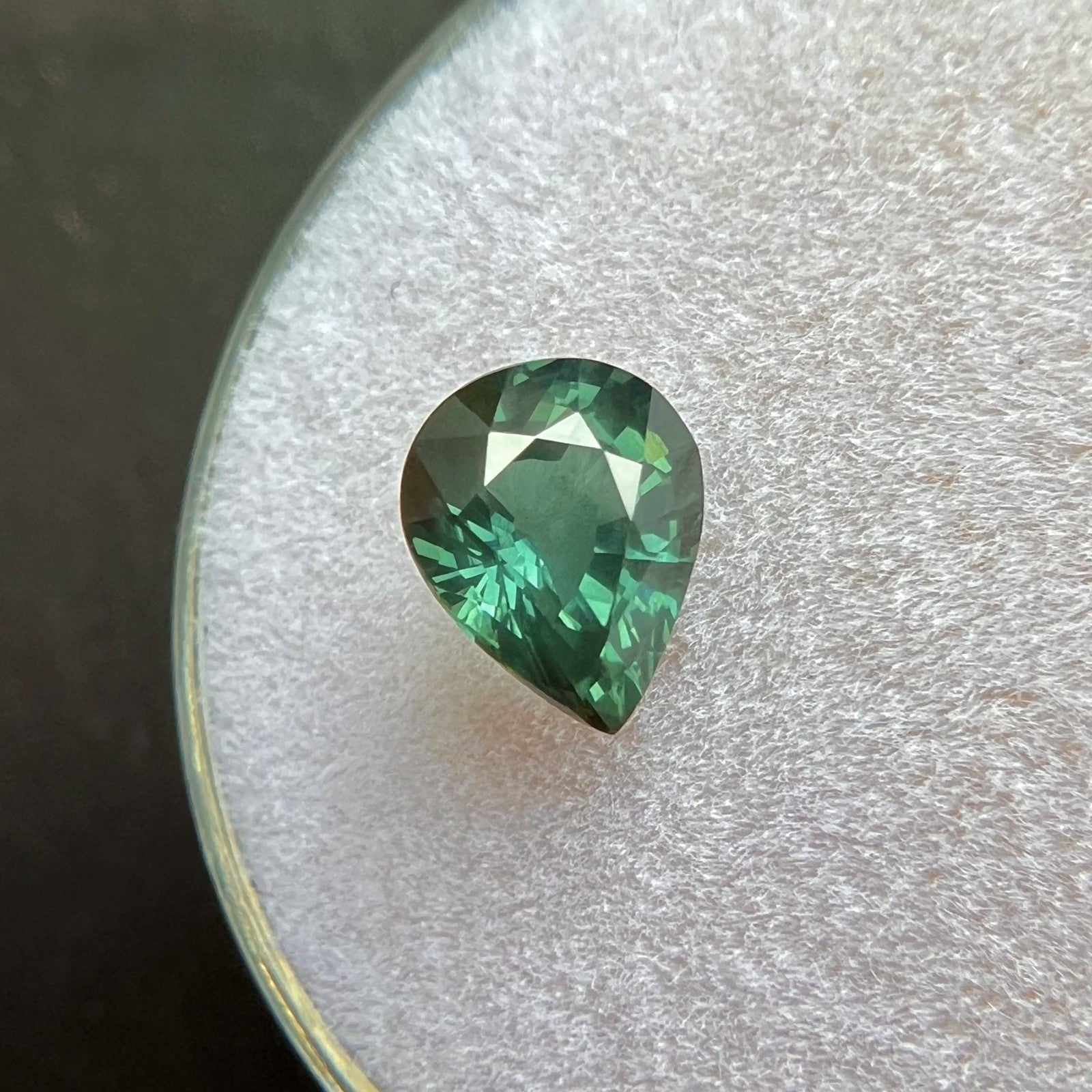 GIA CERTIFIED 1.30ct Sapphire Blue Green Pear Cut Gemstone 7.4x5.9mm VS — view 4