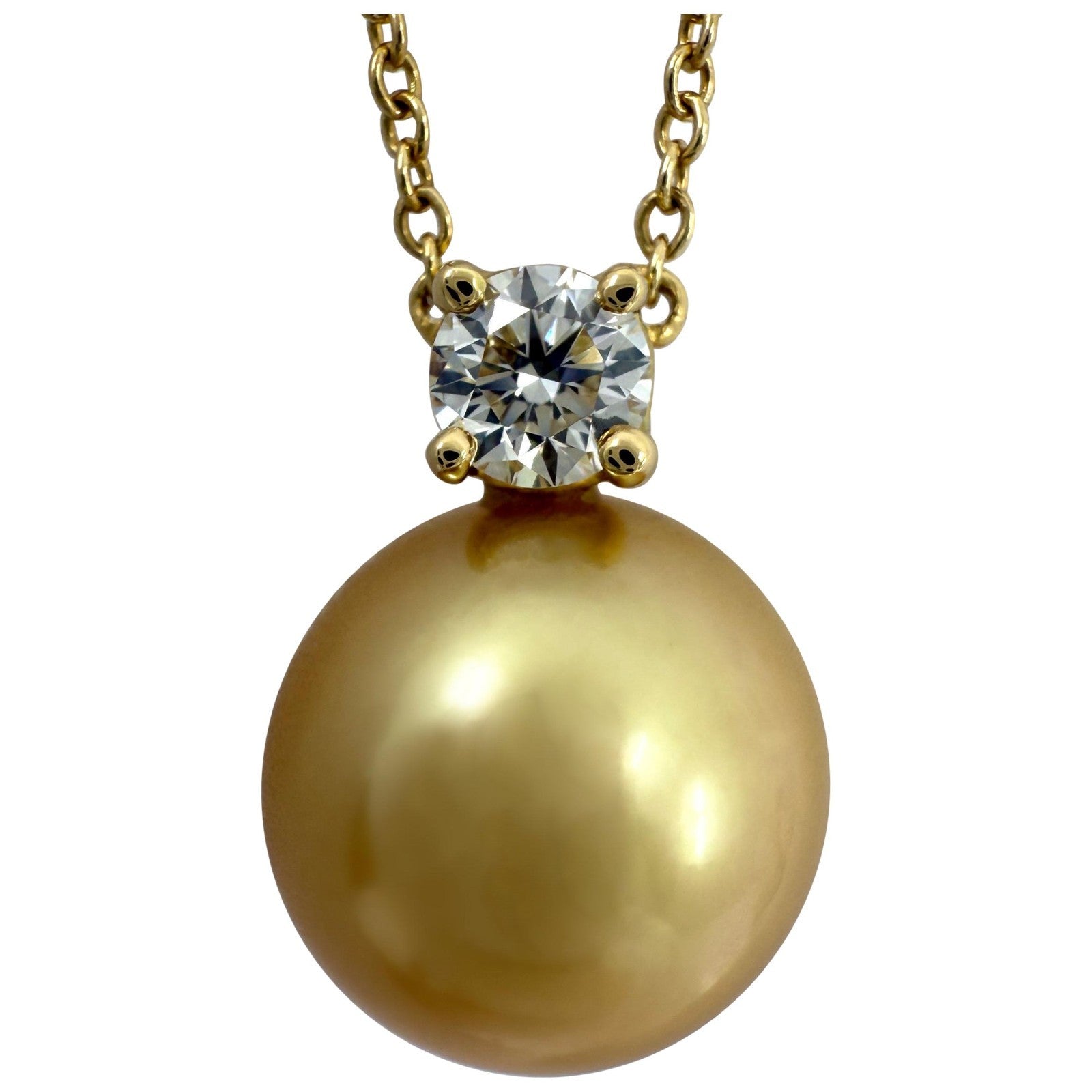 Tiffany & Co. Golden Southsea Pearl & Diamond 18k Yellow Gold Pendant Necklace