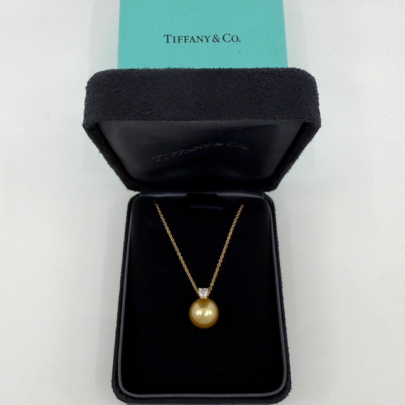 Tiffany & Co. Golden Southsea Pearl & Diamond 18k Yellow Gold Pendant Necklace — view 2