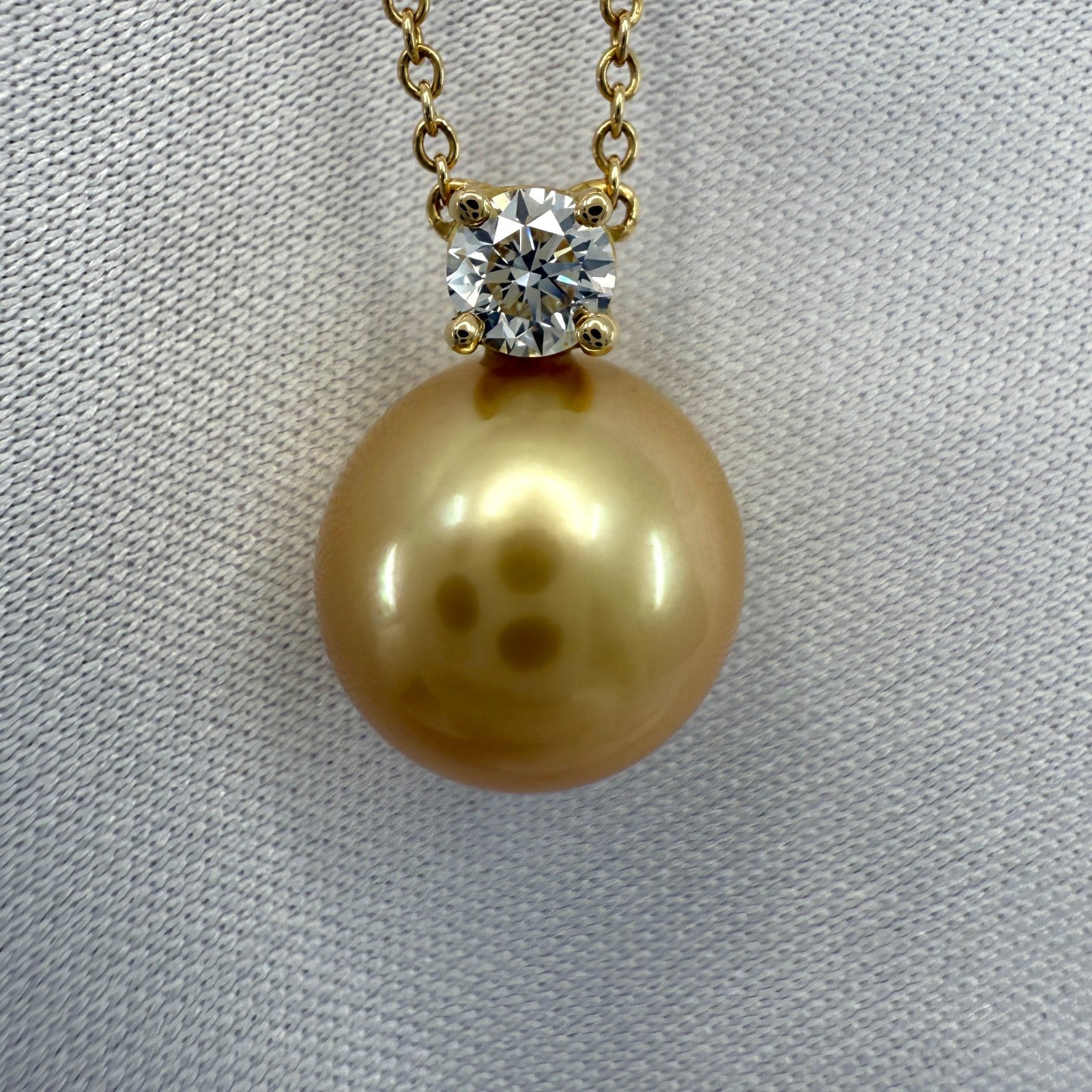 Tiffany & Co. Golden Southsea Pearl & Diamond 18k Yellow Gold Pendant Necklace — view 3