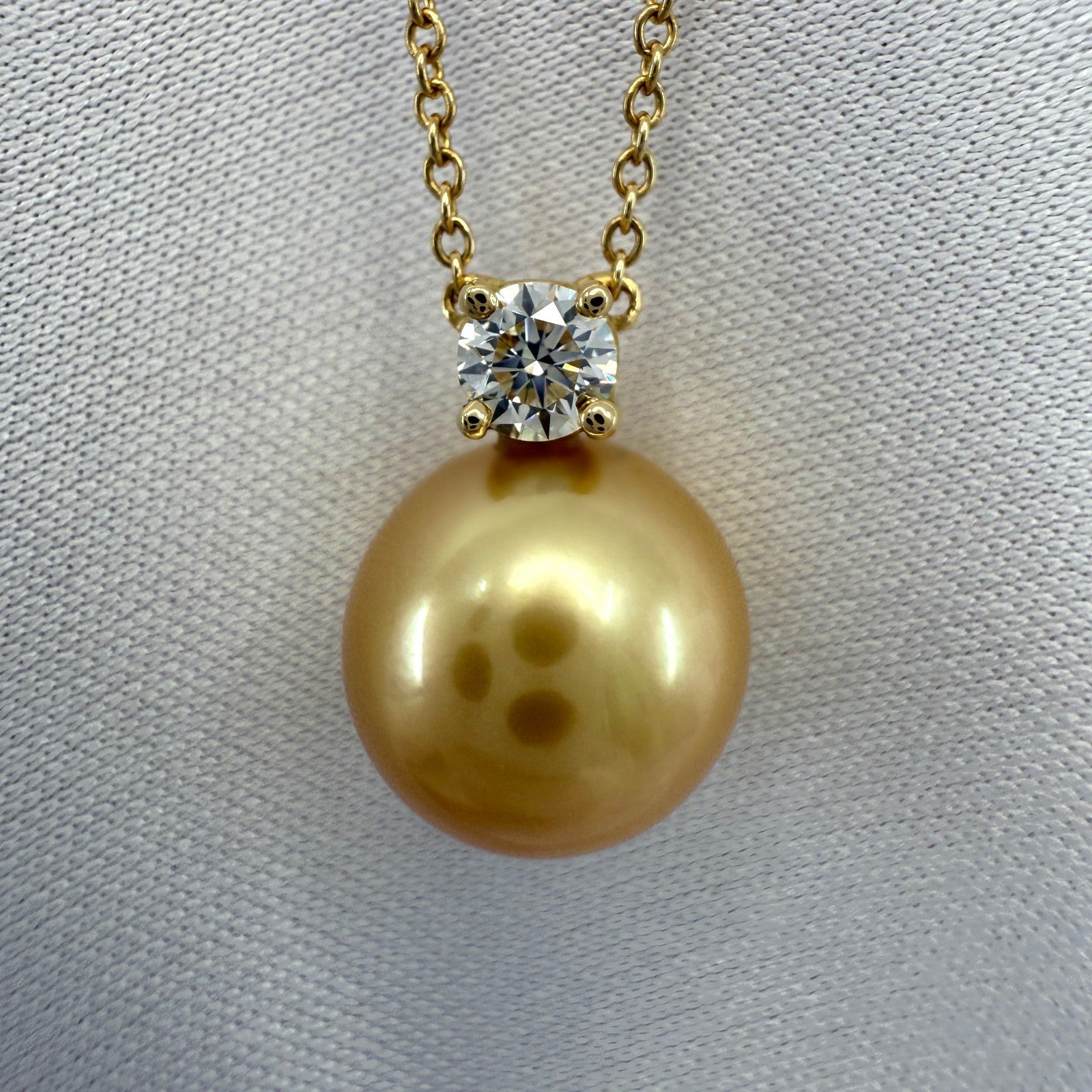 Tiffany & Co. Golden Southsea Pearl & Diamond 18k Yellow Gold Pendant Necklace — view 5