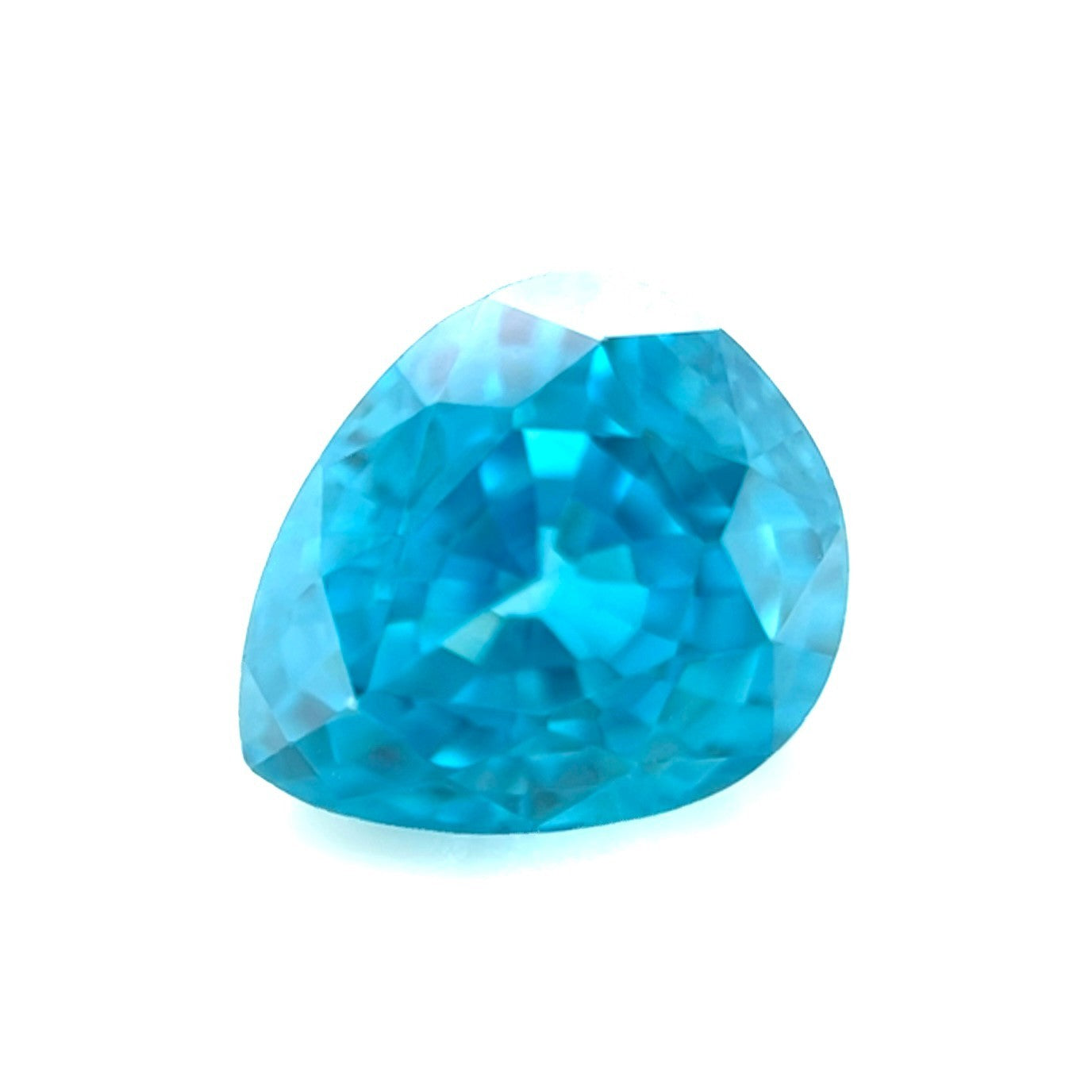 NATURAL 6.80ct Blue Zircon Vivid NEON Pear Teardrop Cut 10.3x8.7mm RARE Gem VVS