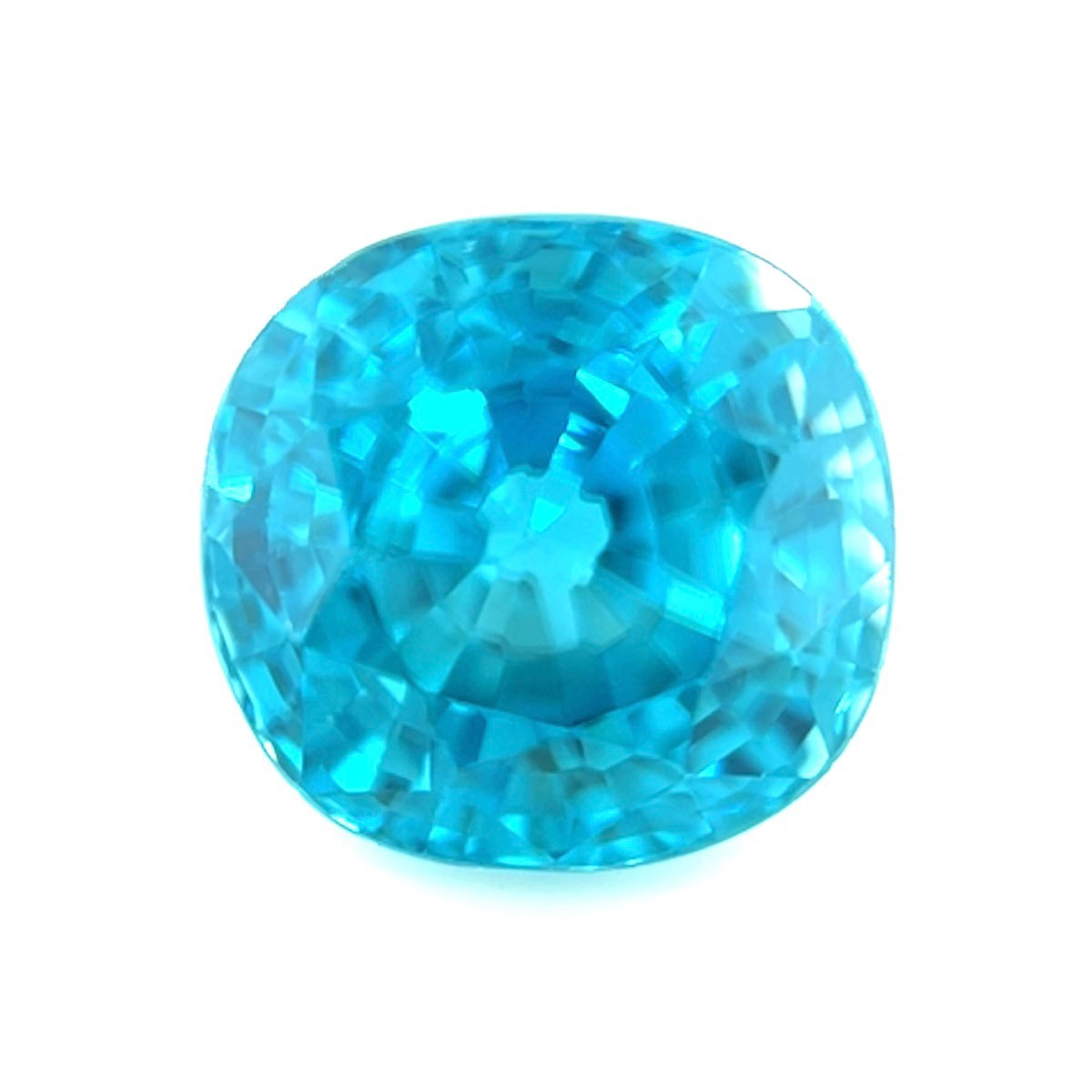 Fine NATURAL 6.32ct Vivid NEON Blue Zircon Cushion Cut Rare Gem 9.5x9.mm VVS — view 1