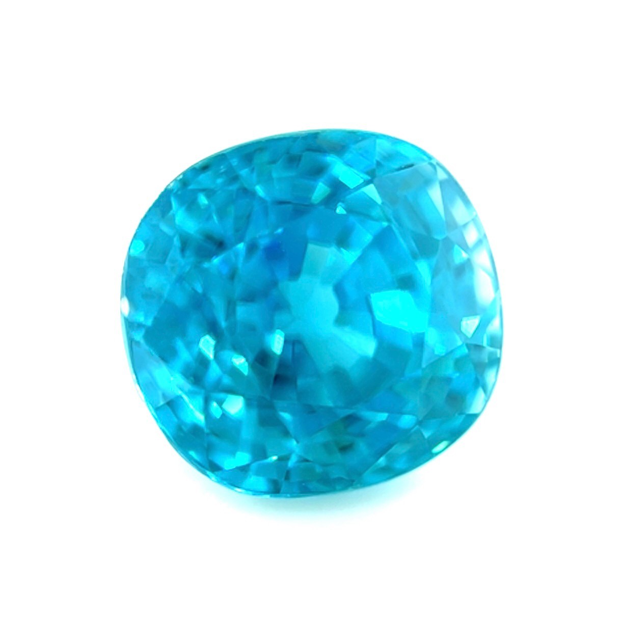 Fine NATURAL 6.32ct Vivid NEON Blue Zircon Cushion Cut Rare Gem 9.5x9.mm VVS — view 2