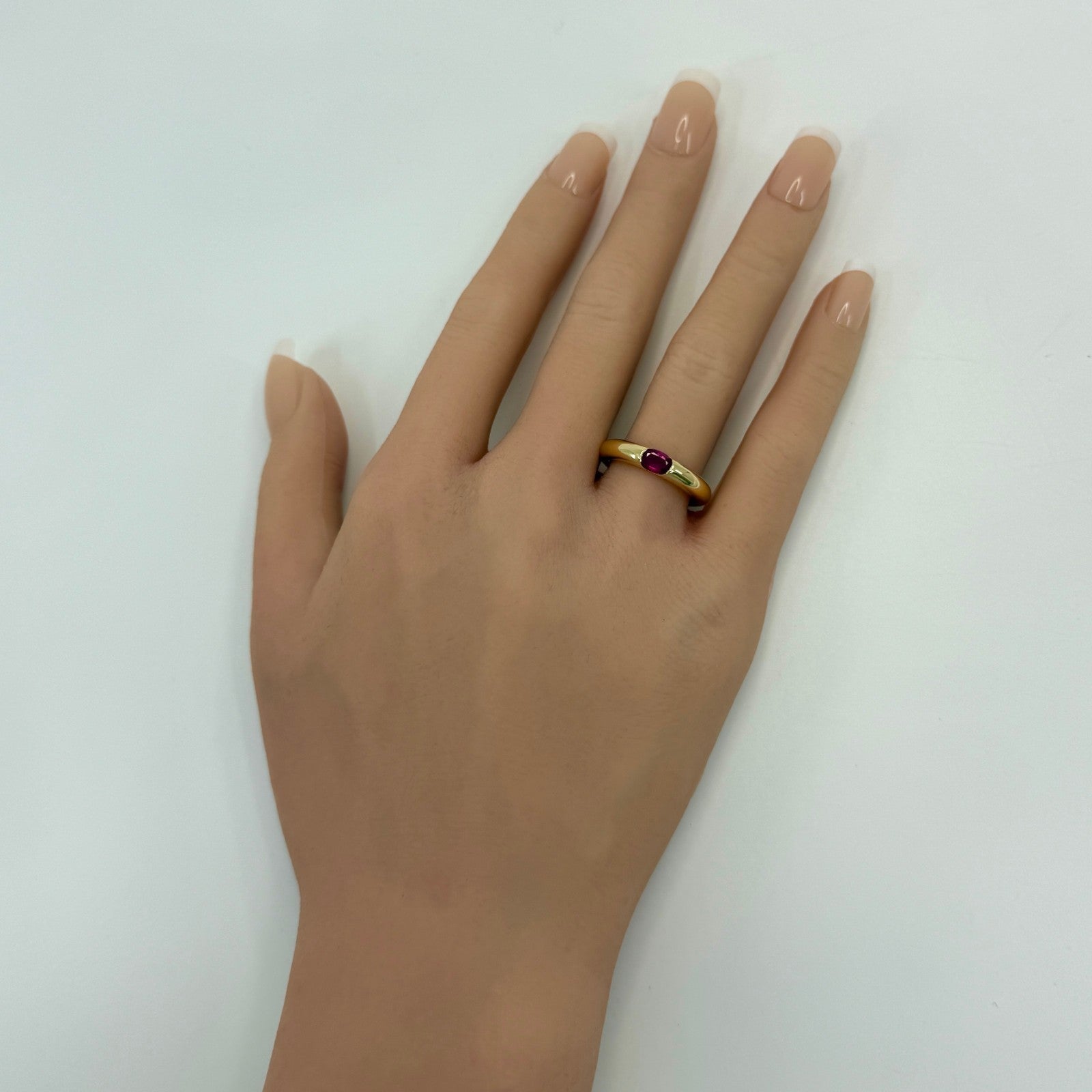 Vintage Cartier Pink Red Ruby Oval Cut 18k Yellow Gold Solitaire Ellipse Ring 50 — view 5