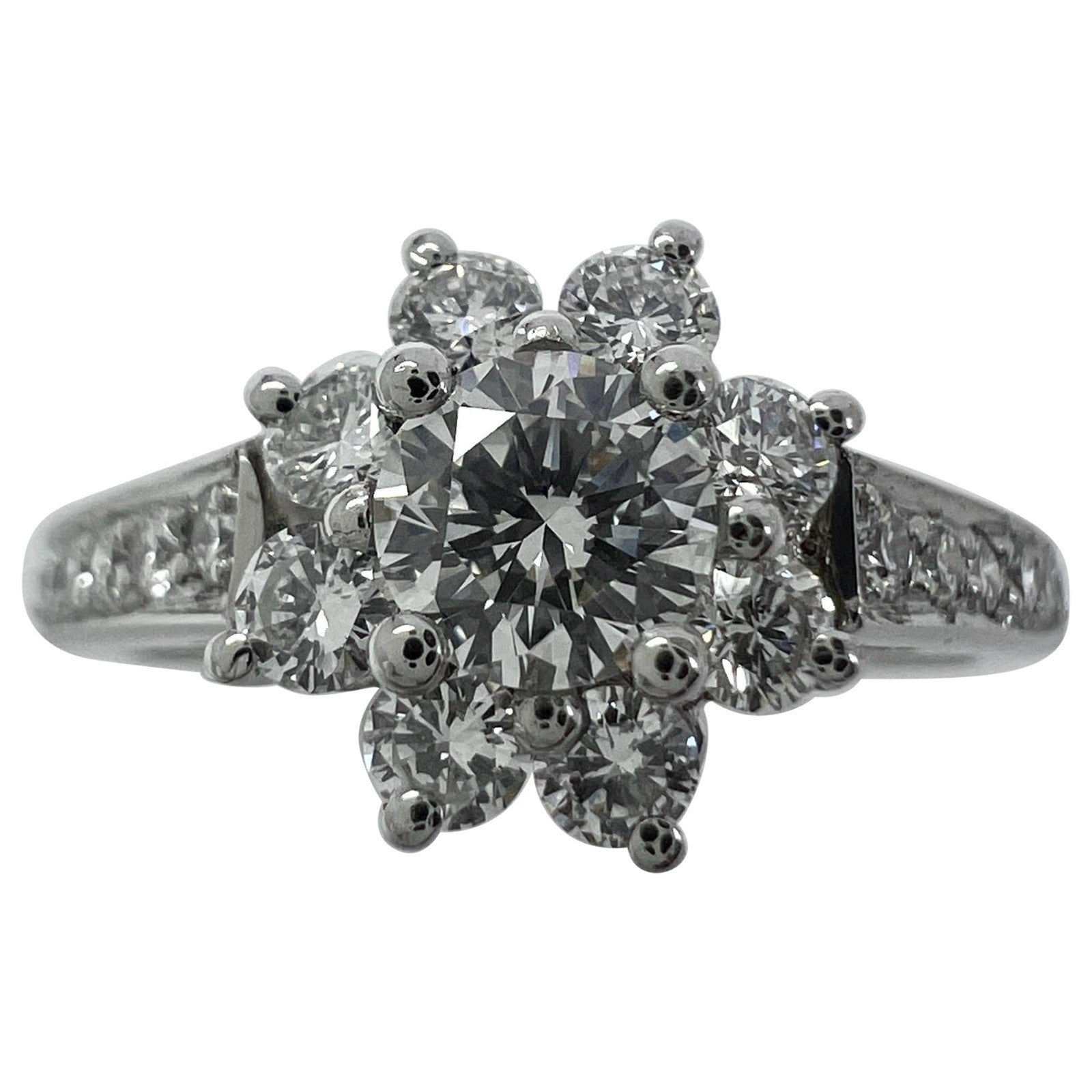 Fine Tiffany & Co. Diamond Flower Flora 950 Platinum Cocktail Cluster Ring J 48