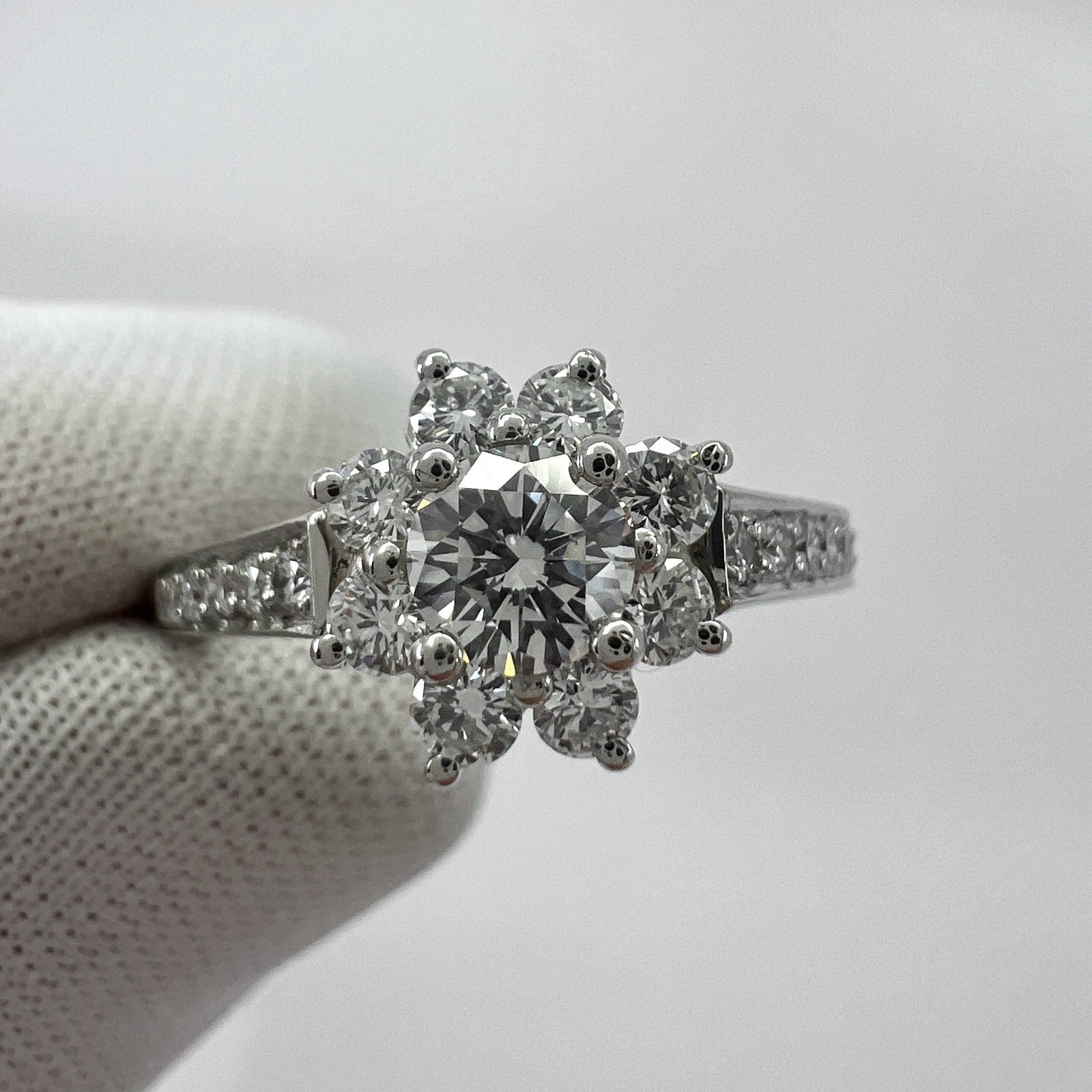 Fine Tiffany & Co. Diamond Flower Flora 950 Platinum Cocktail Cluster Ring J 48 — view 3