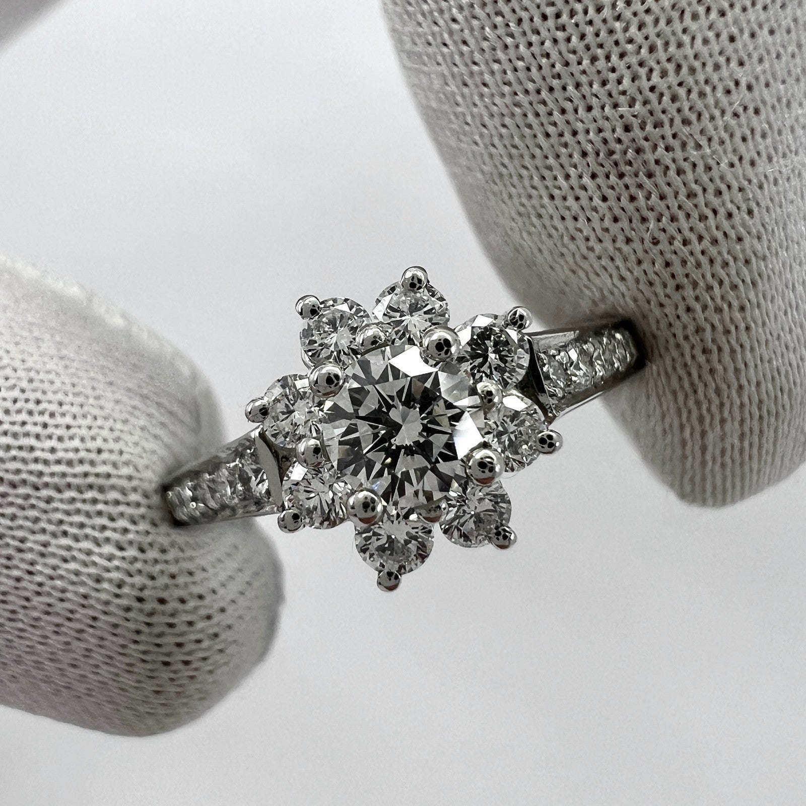 Fine Tiffany & Co. Diamond Flower Flora 950 Platinum Cocktail Cluster Ring J 48 — view 4