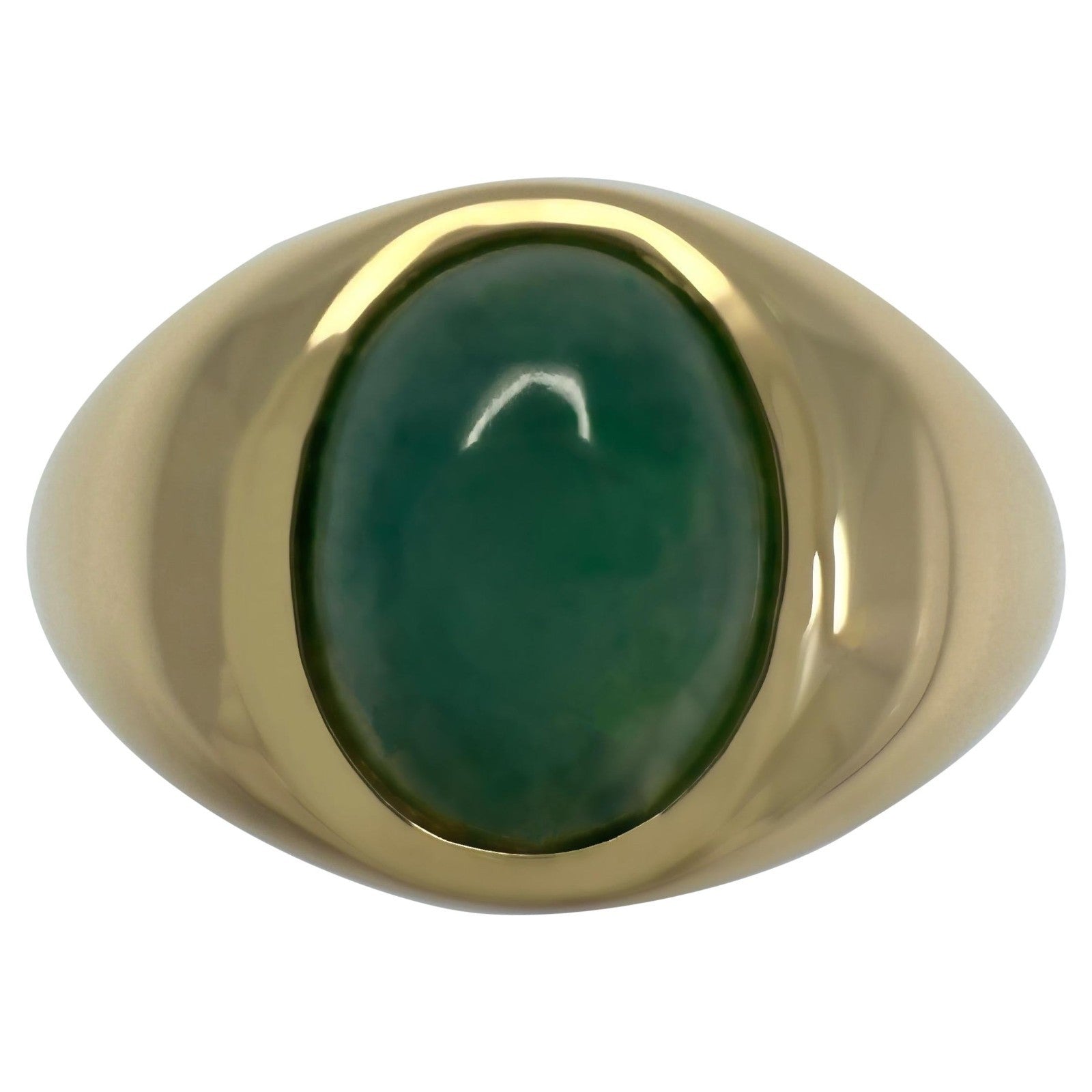 GIA Certified 2.09ct Jadeite A Grade Jade Green Oval 18k Yellow Gold Signet Ring — view 1