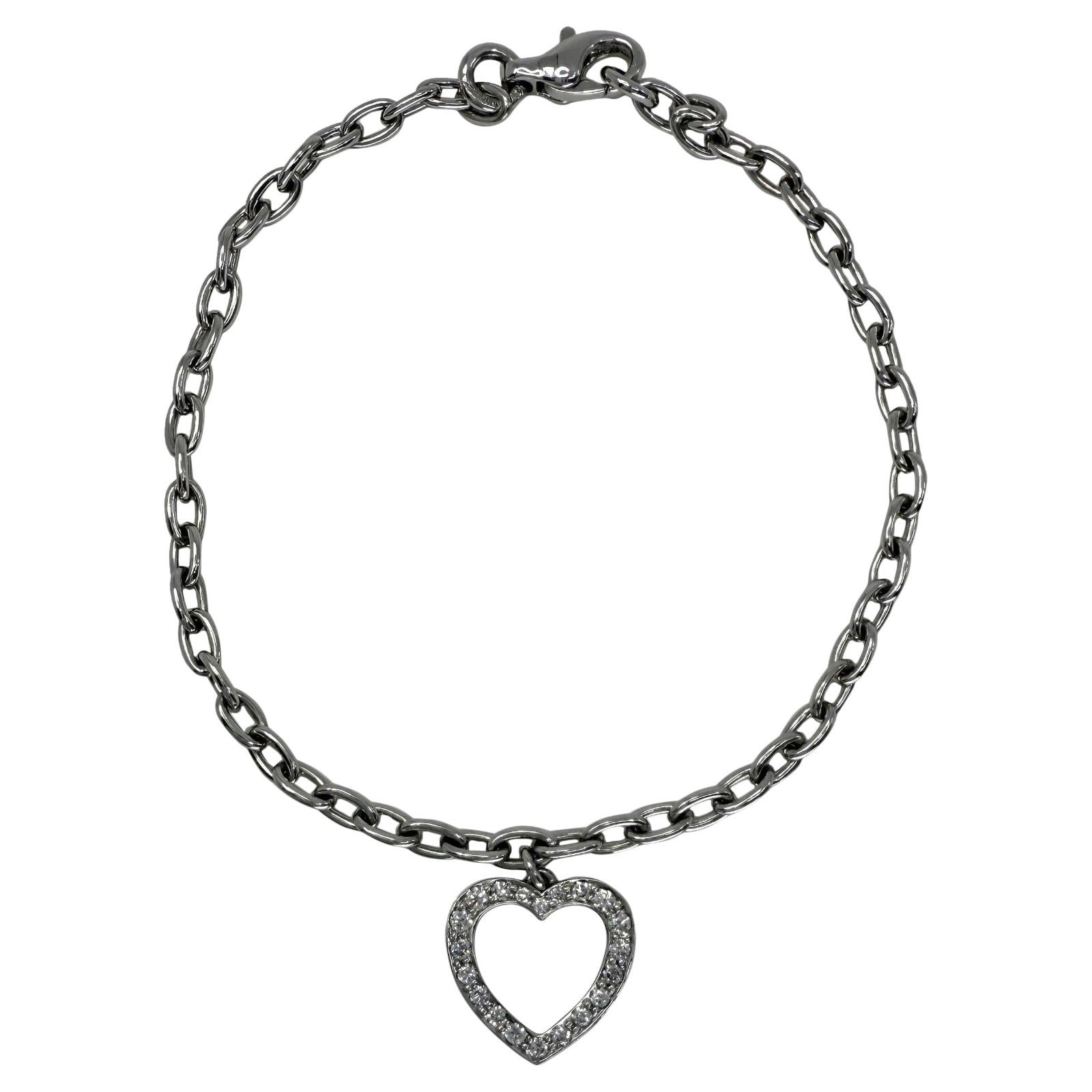 Rare Vintage Tiffany & Co Diamond Heart 950 Platinum Charm Bracelet