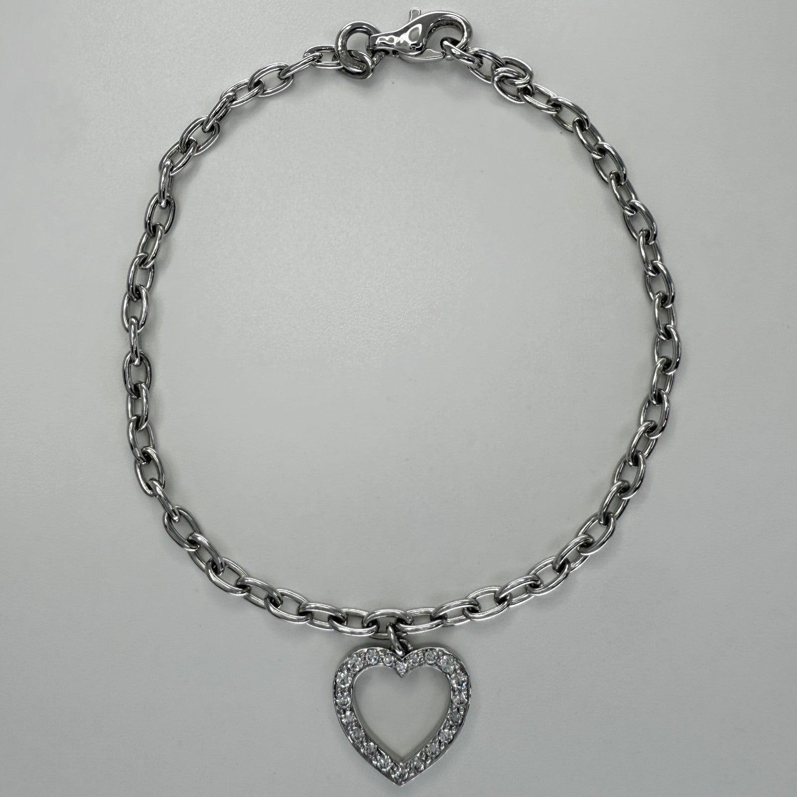 Rare Vintage Tiffany & Co Diamond Heart 950 Platinum Charm Bracelet — view 3
