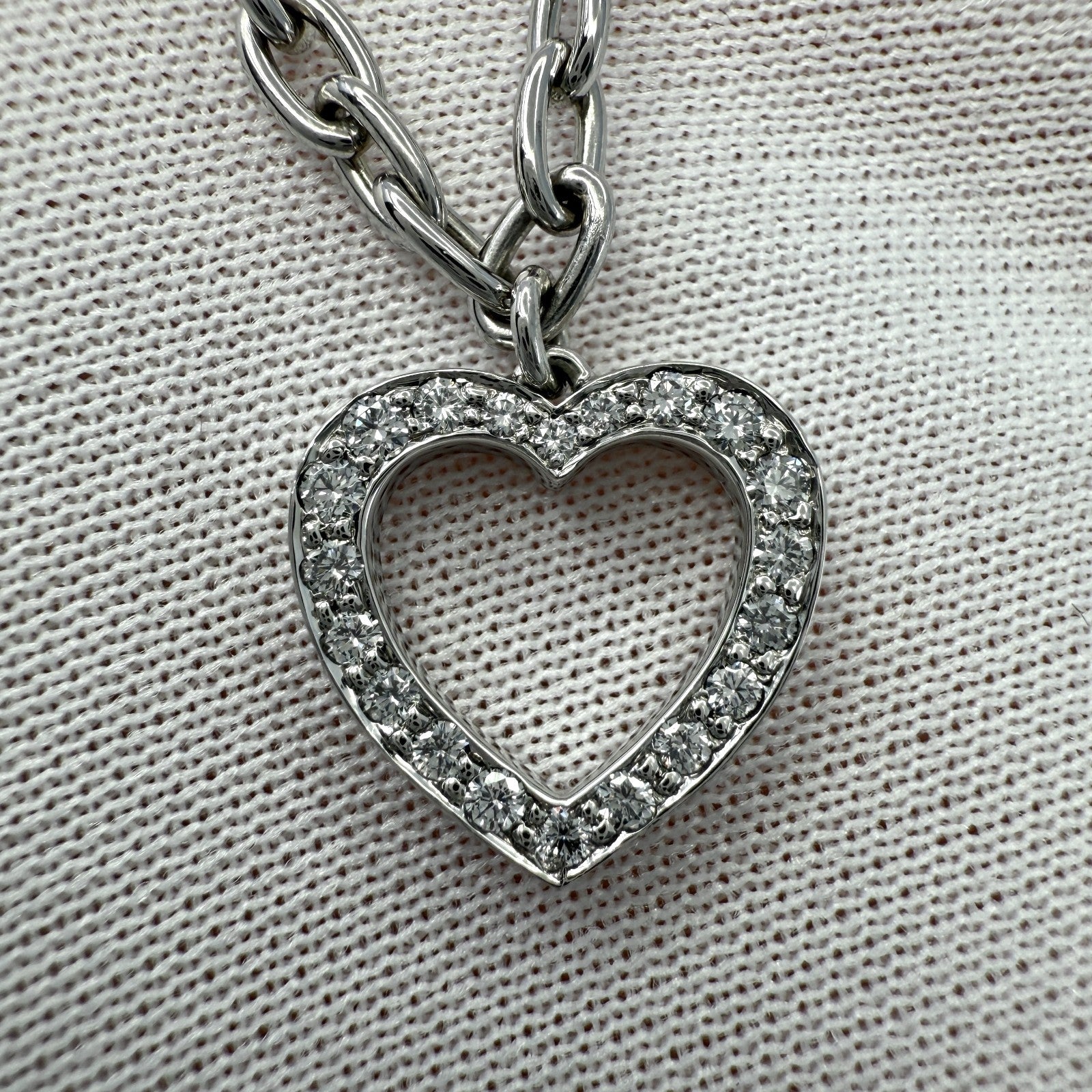 Rare Vintage Tiffany & Co Diamond Heart 950 Platinum Charm Bracelet — view 4