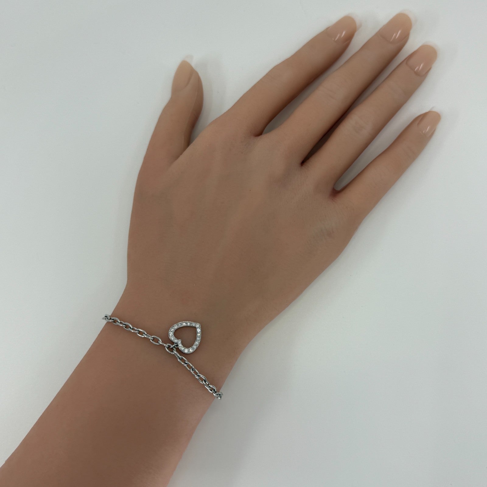 Rare Vintage Tiffany & Co Diamond Heart 950 Platinum Charm Bracelet — view 5