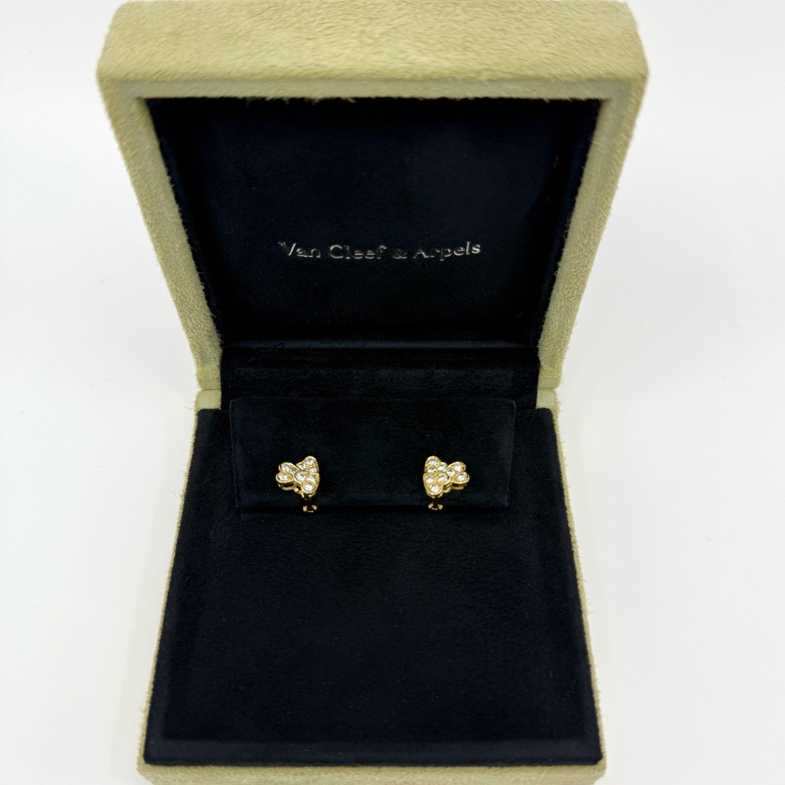 Rare Vintage Van Cleef & Arpels Round Diamond Heart Shape Earring Studs — view 2