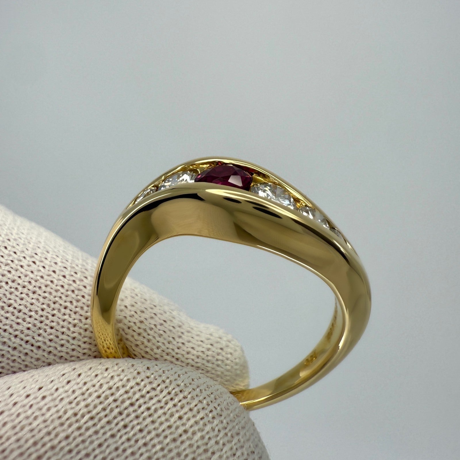 Vintage Tiffany & Co. Ruby And Diamond 18k Yellow Gold Channel Set Band Ring — view 4