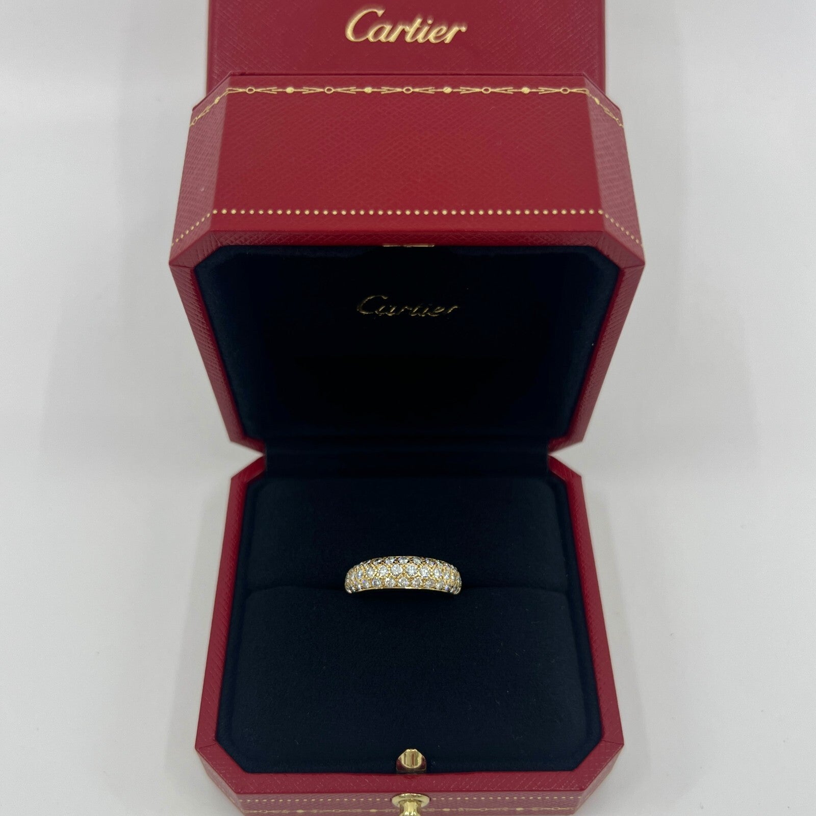Rare Vintage Cartier Pavé Diamond Mimi 18k Yellow Gold Band Dome Ring 51 — view 2