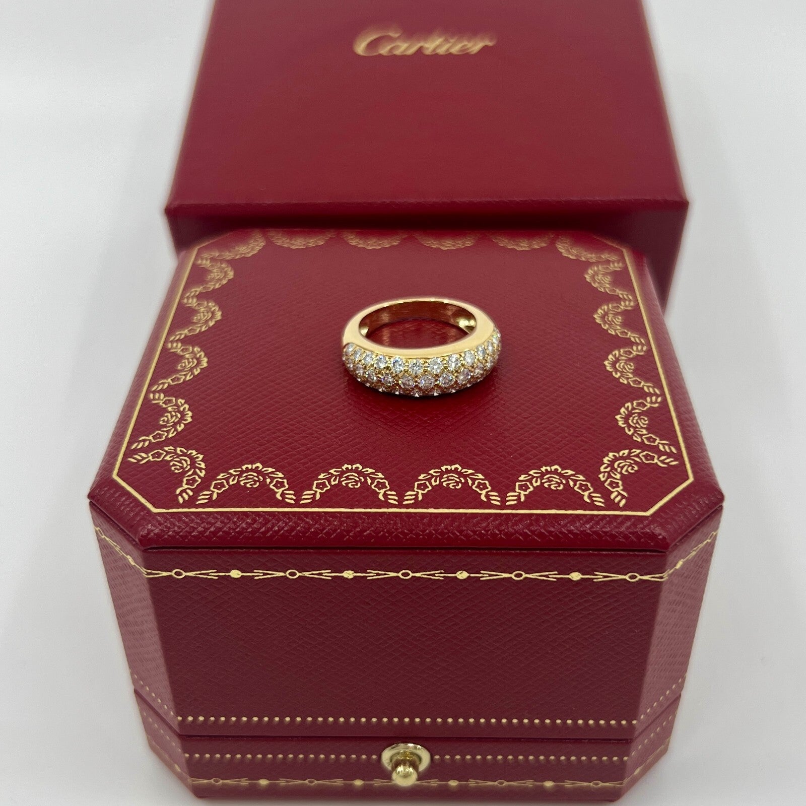 Rare Vintage Cartier Pavé Diamond Mimi 18k Yellow Gold Band Dome Ring 51 — view 3
