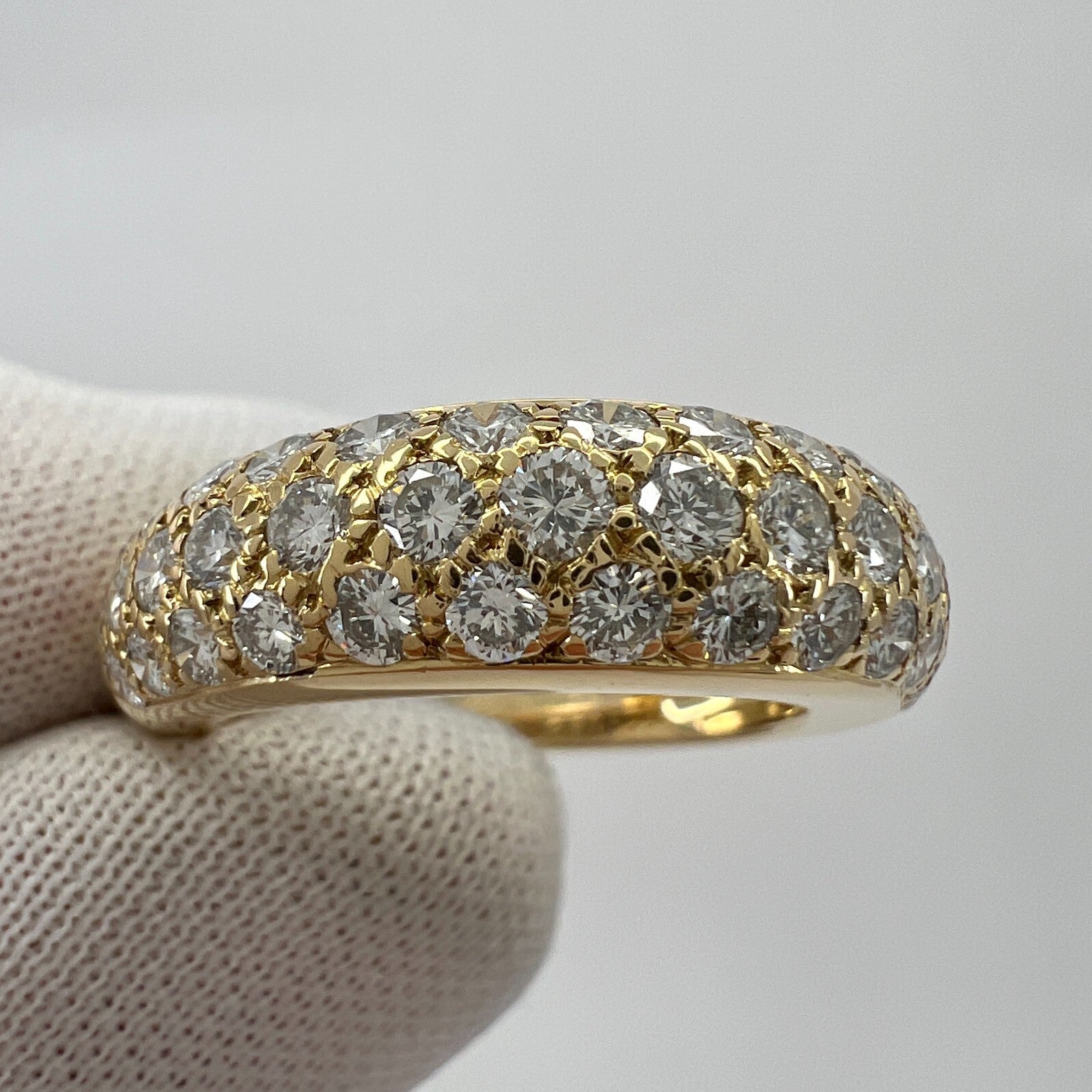 Rare Vintage Cartier Pavé Diamond Mimi 18k Yellow Gold Band Dome Ring 51 — view 4