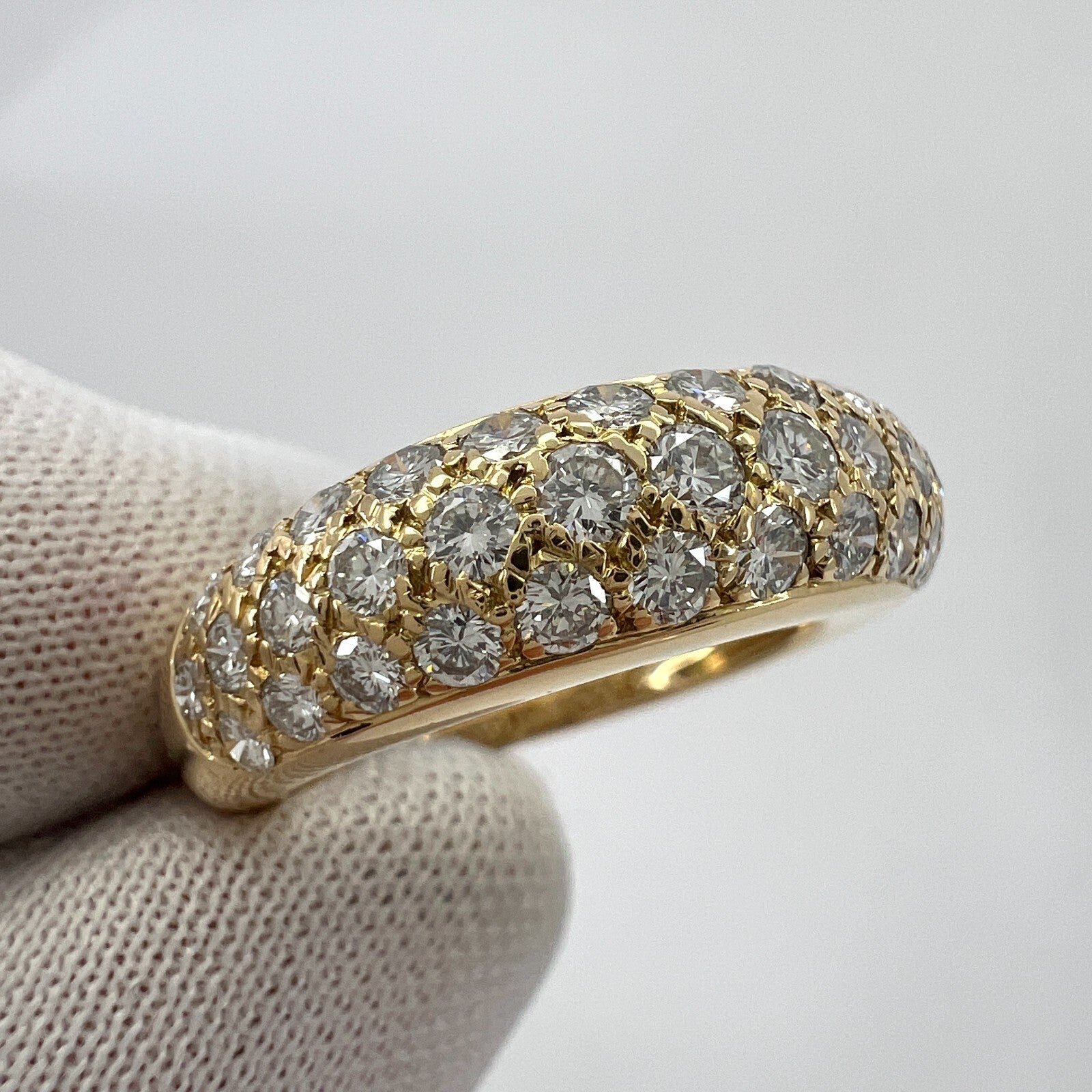 Rare Vintage Cartier Pavé Diamond Mimi 18k Yellow Gold Band Dome Ring 51 — view 5