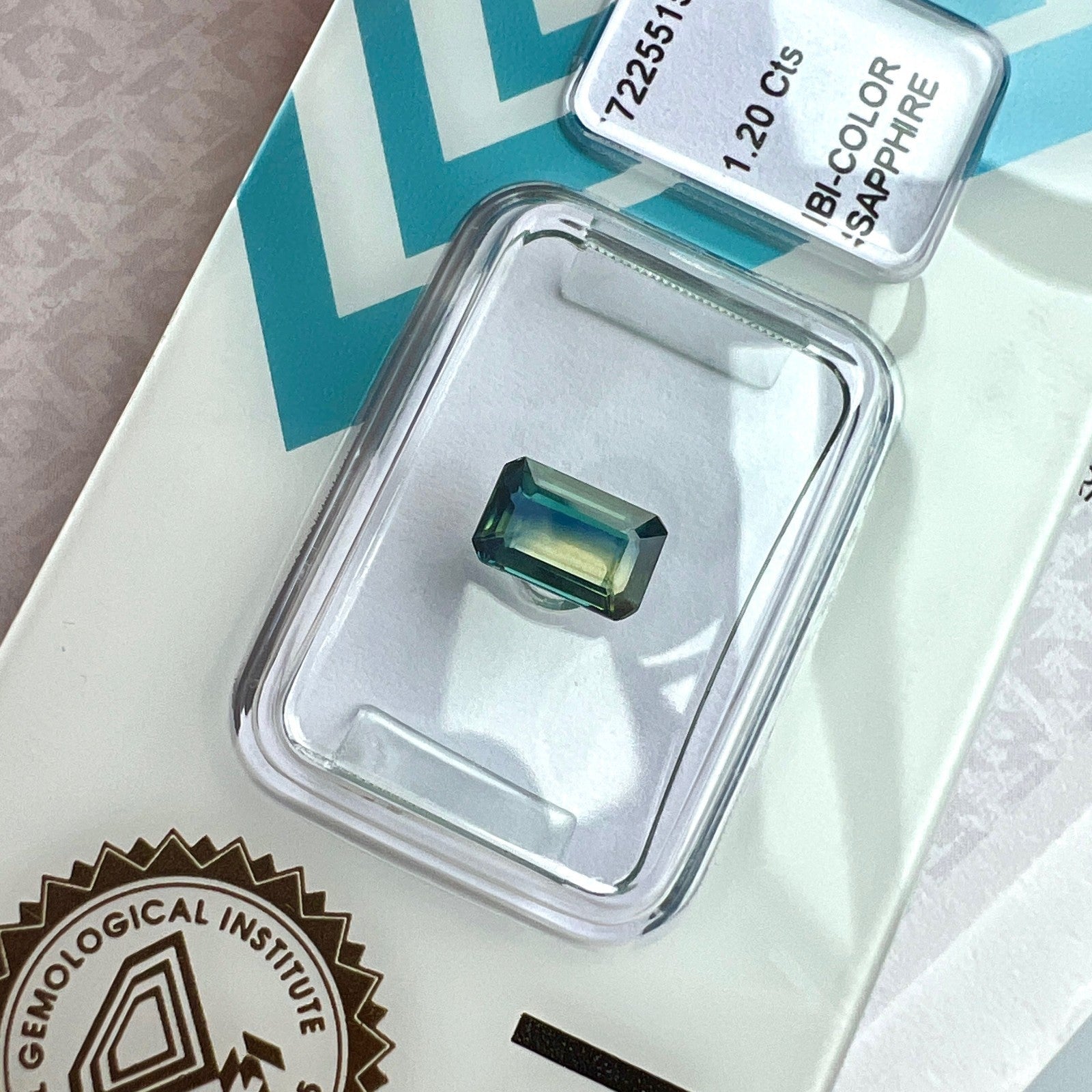NATURAL 1.20ct IGI Certified Bi Colour Blue Yellow AUSTRALIAN Sapphire Octagon — view 3